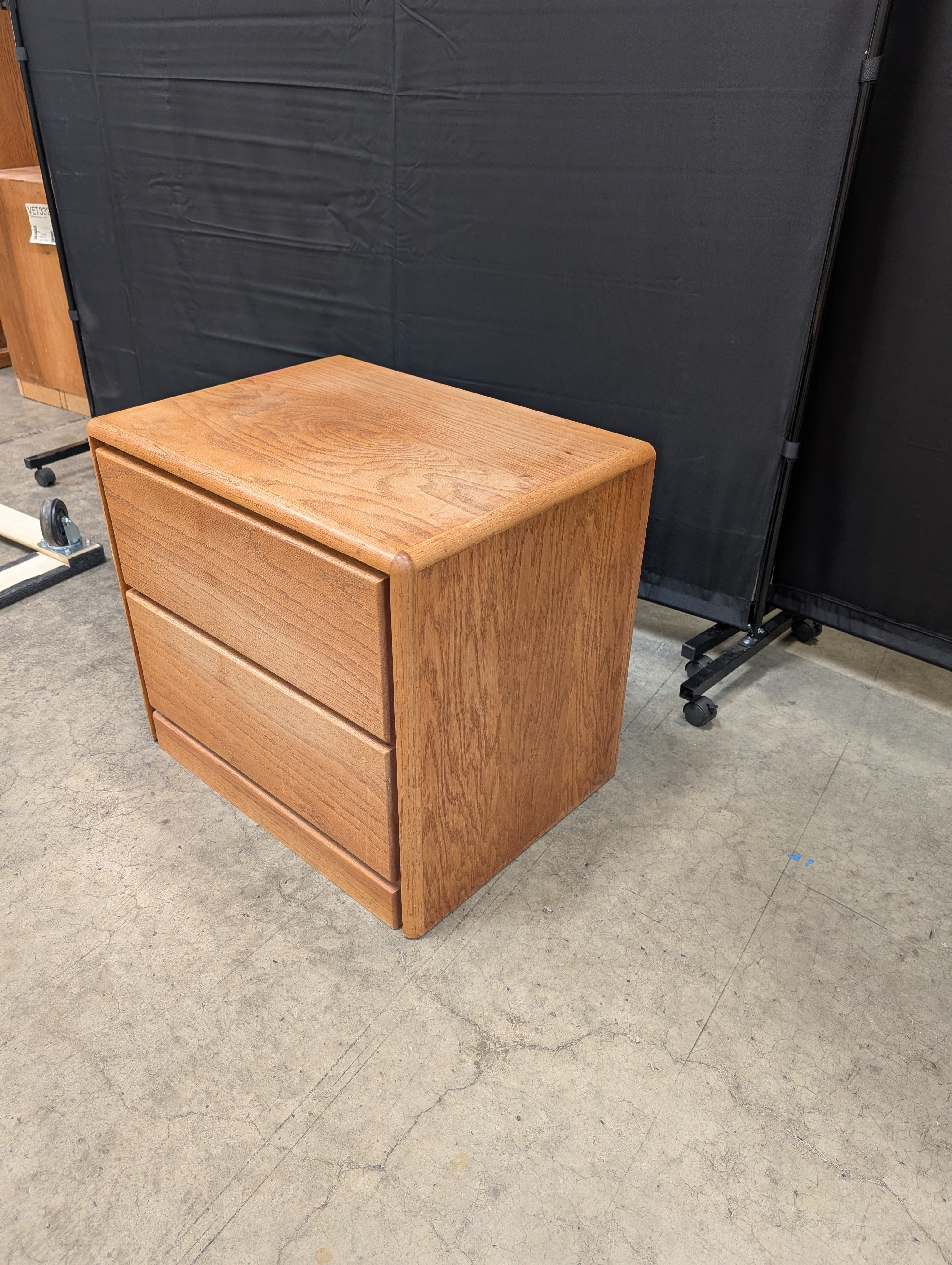Mid-Century Style Two-Drawer Nightstand in Oak