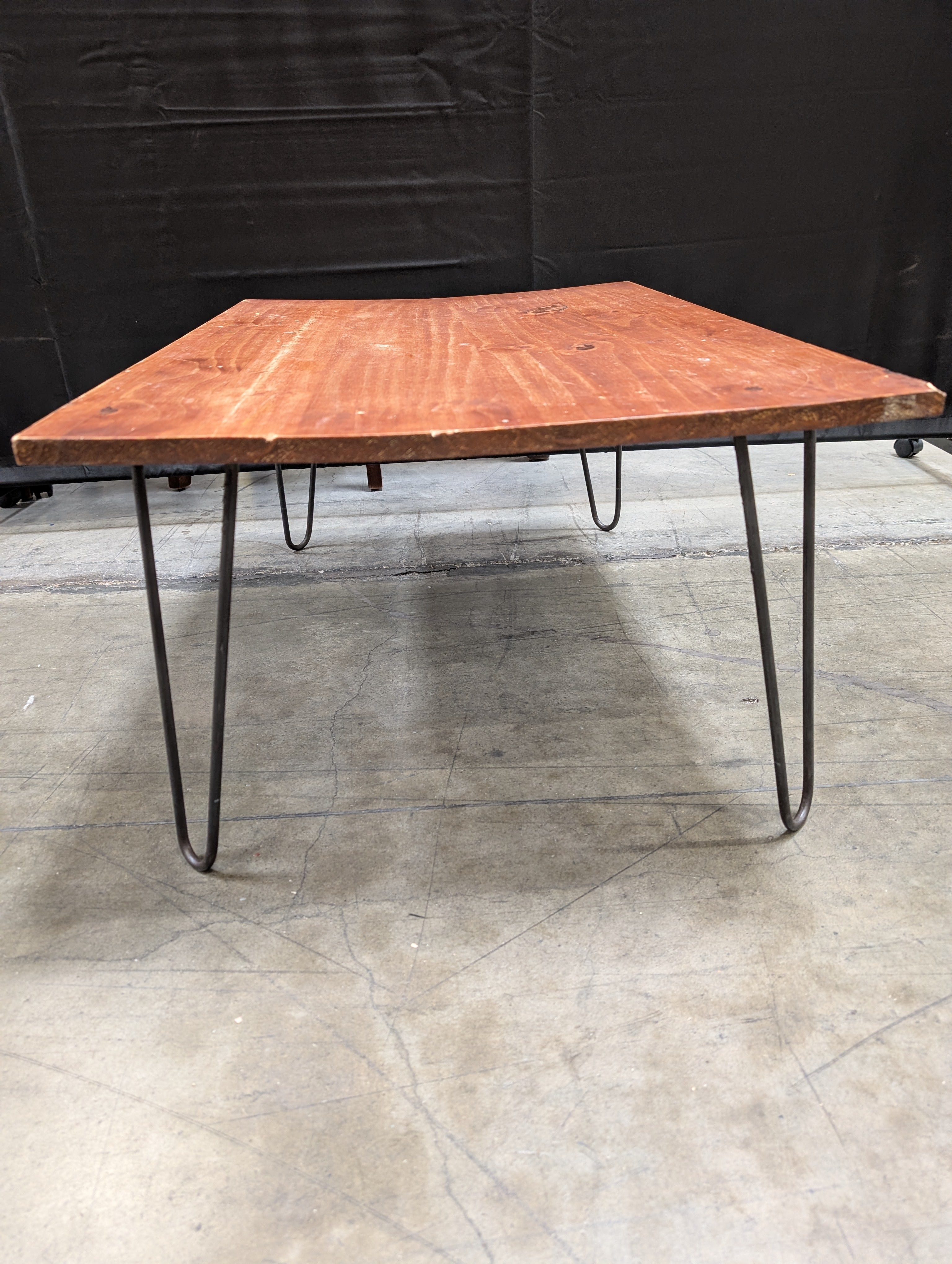 Rustic Wood Coffee Table with Black Hairpin Legs