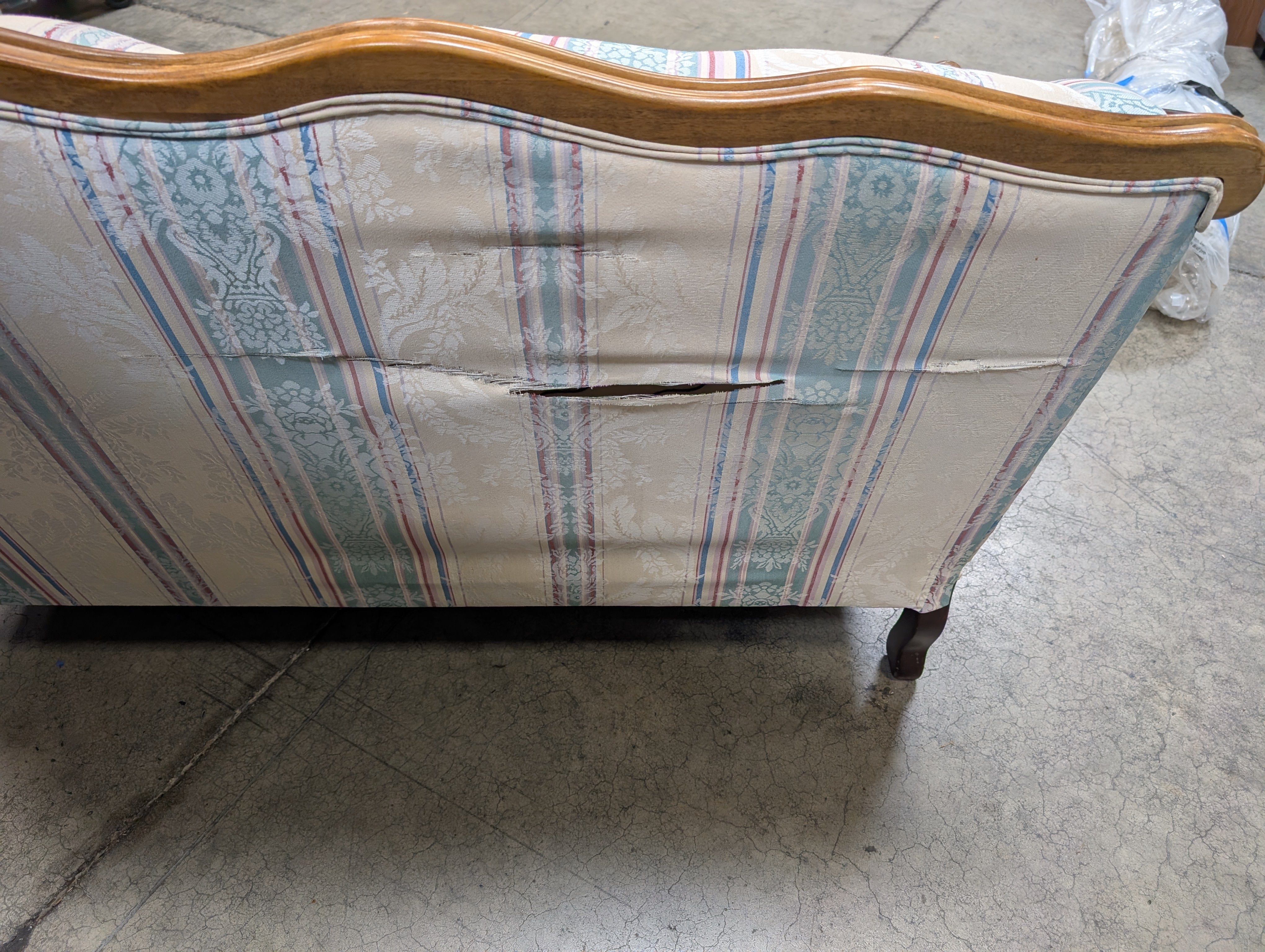 Cochrane Furniture Company Loveseat Sofa with Carved Wood Frame