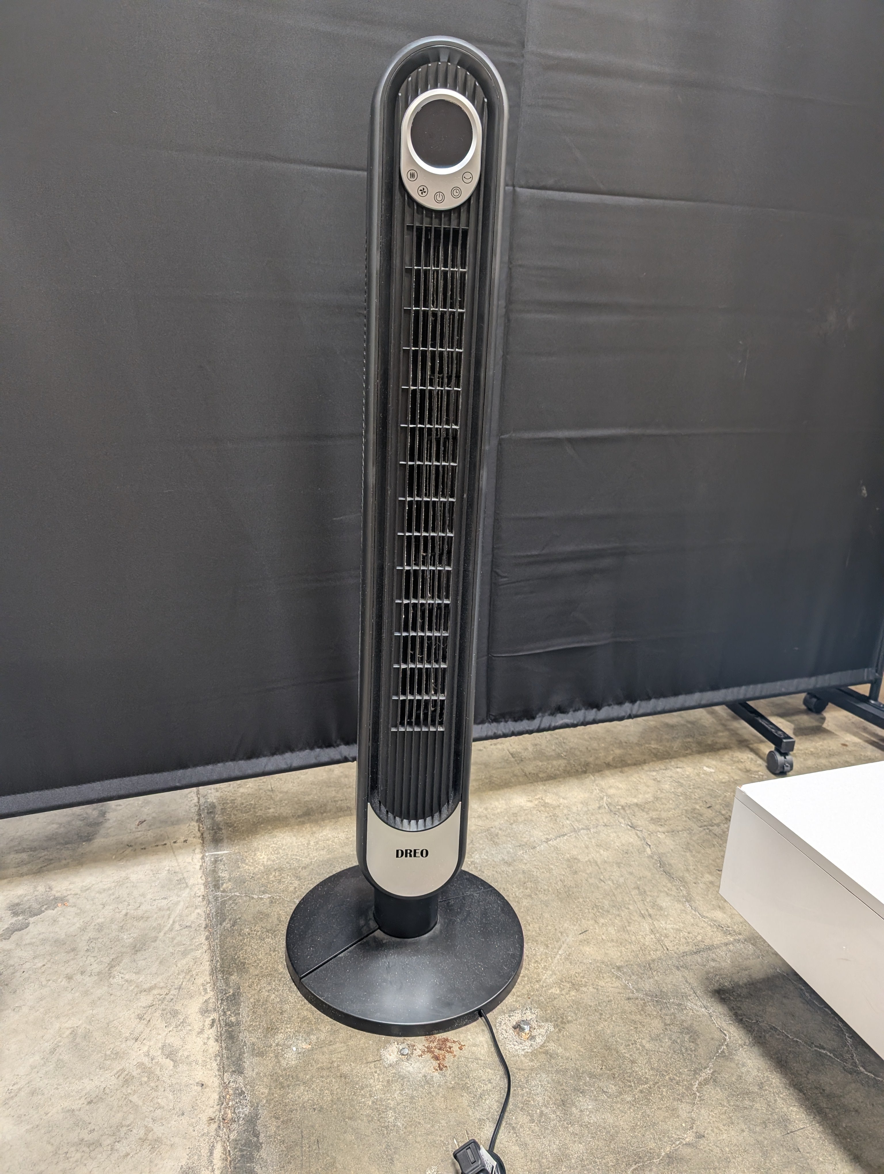 DREO Oscillating Black Tower Fan with Digital Controls