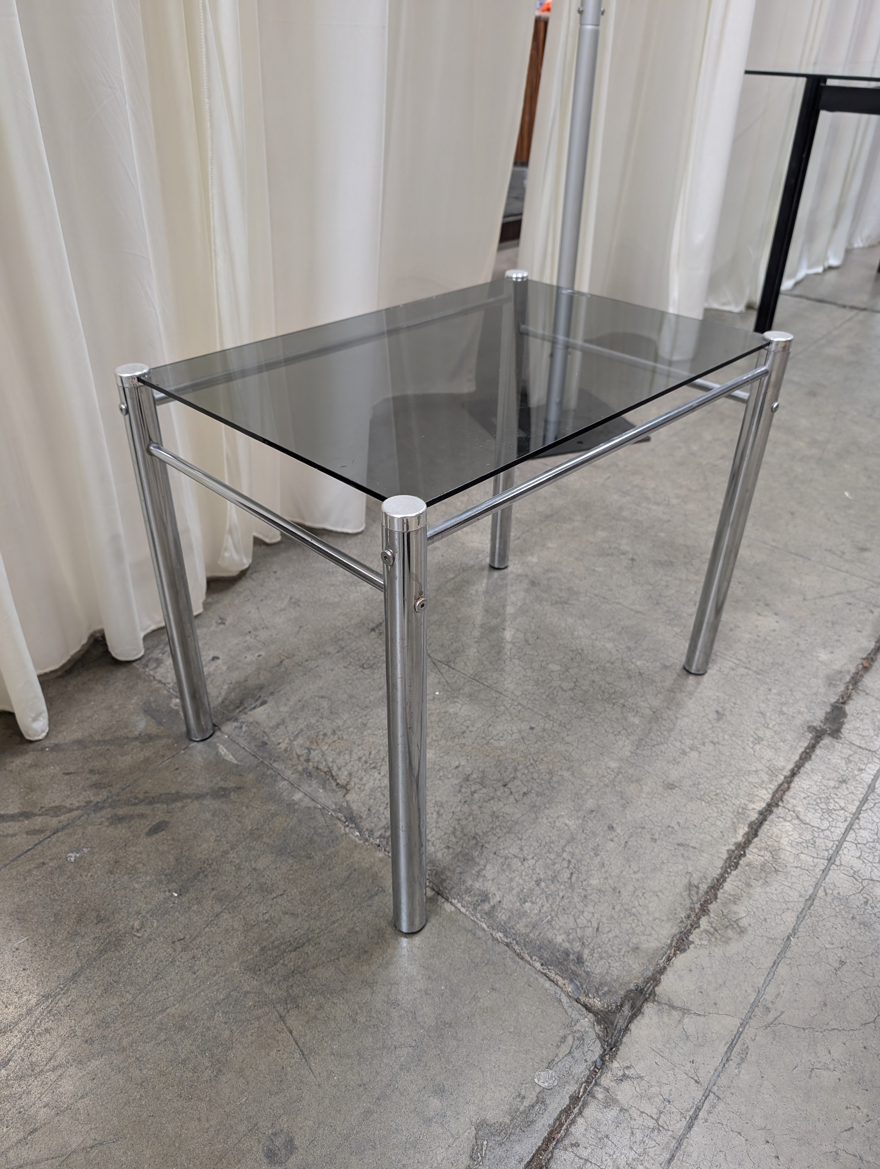 Modern Clear Glass End Table with Silver-Tone Frame