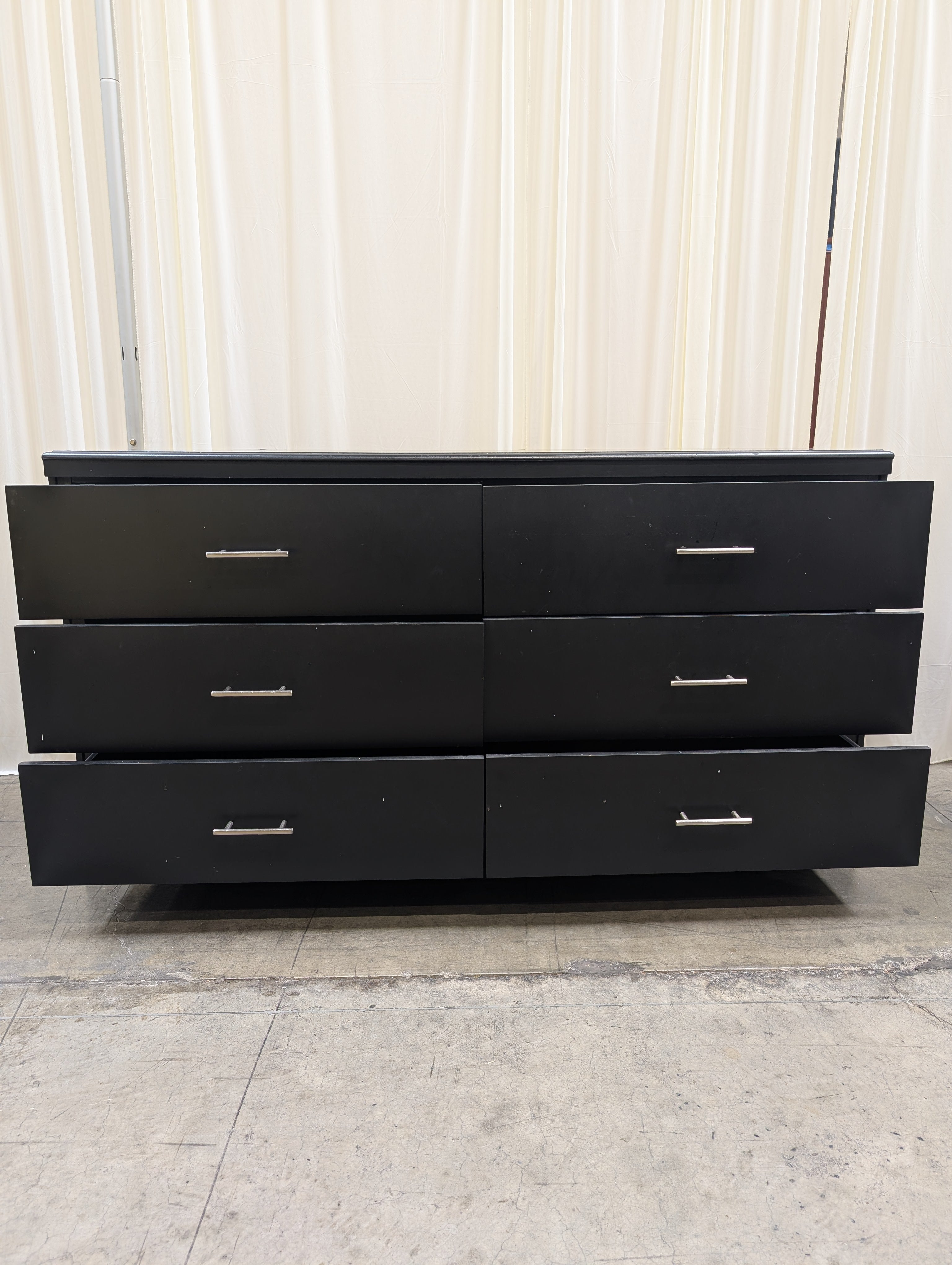 Matte Black Six-Drawer Dresser