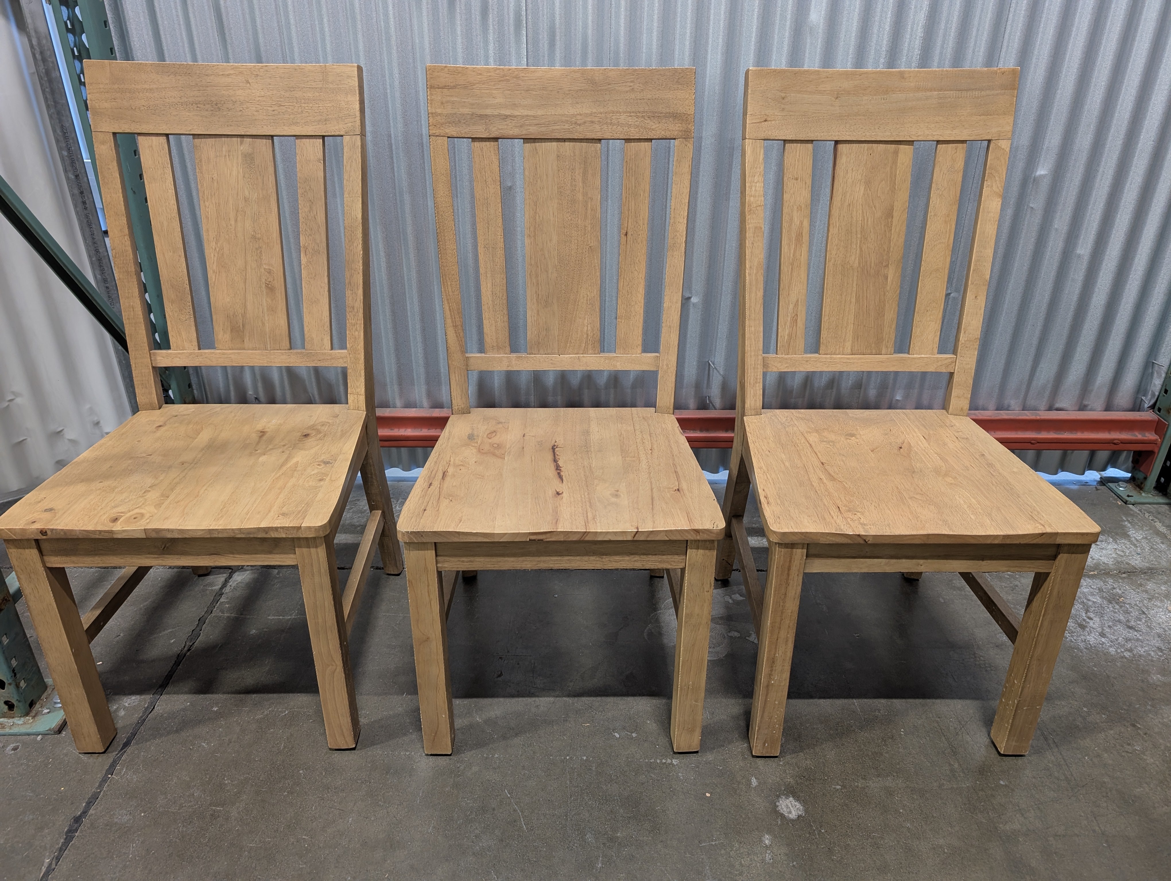 Set of 3 - World Market Natural Wood Slat Back Dining Chair