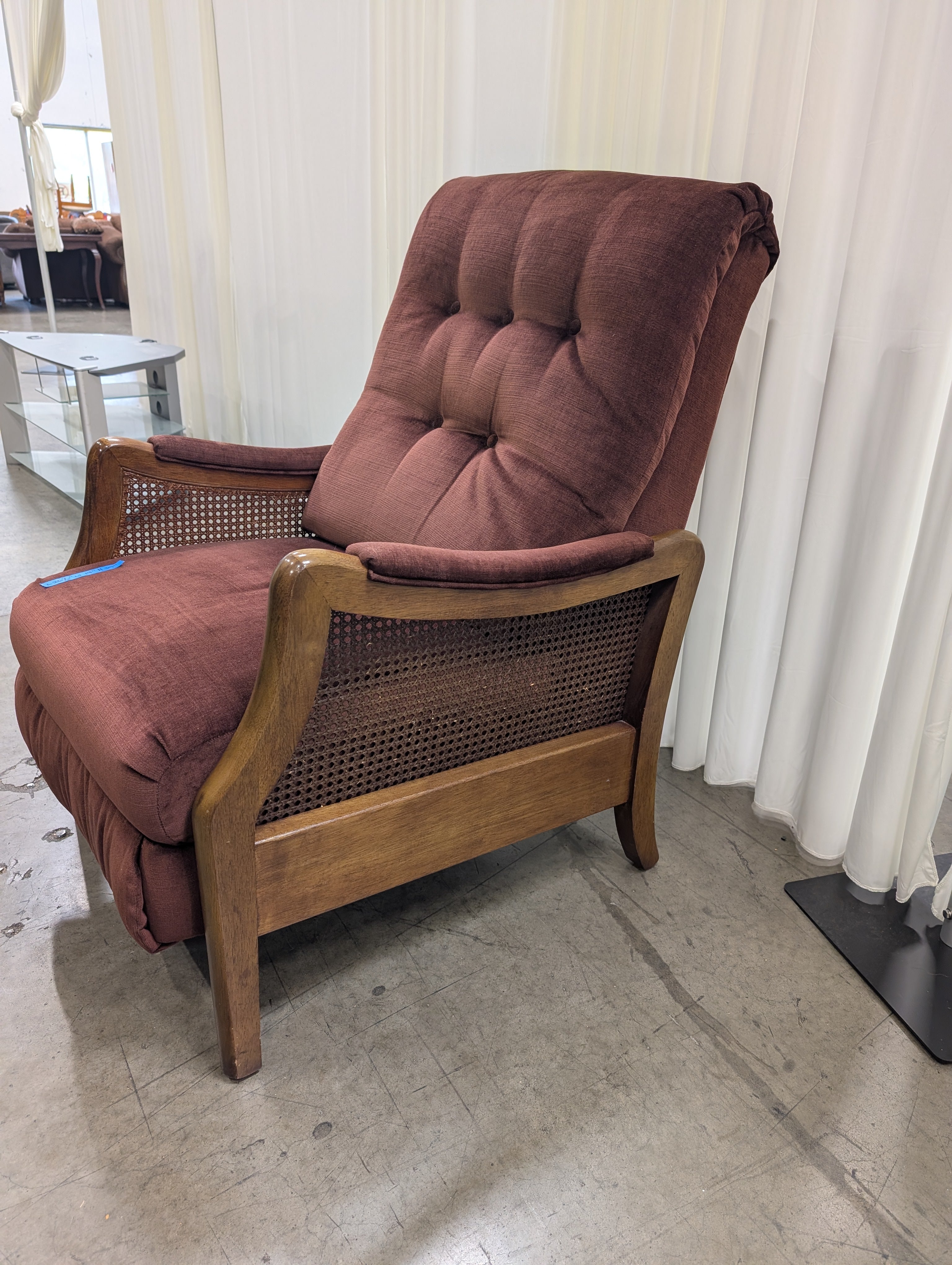 Lane Furniture Rust Tufted Cane Armchair in Wood