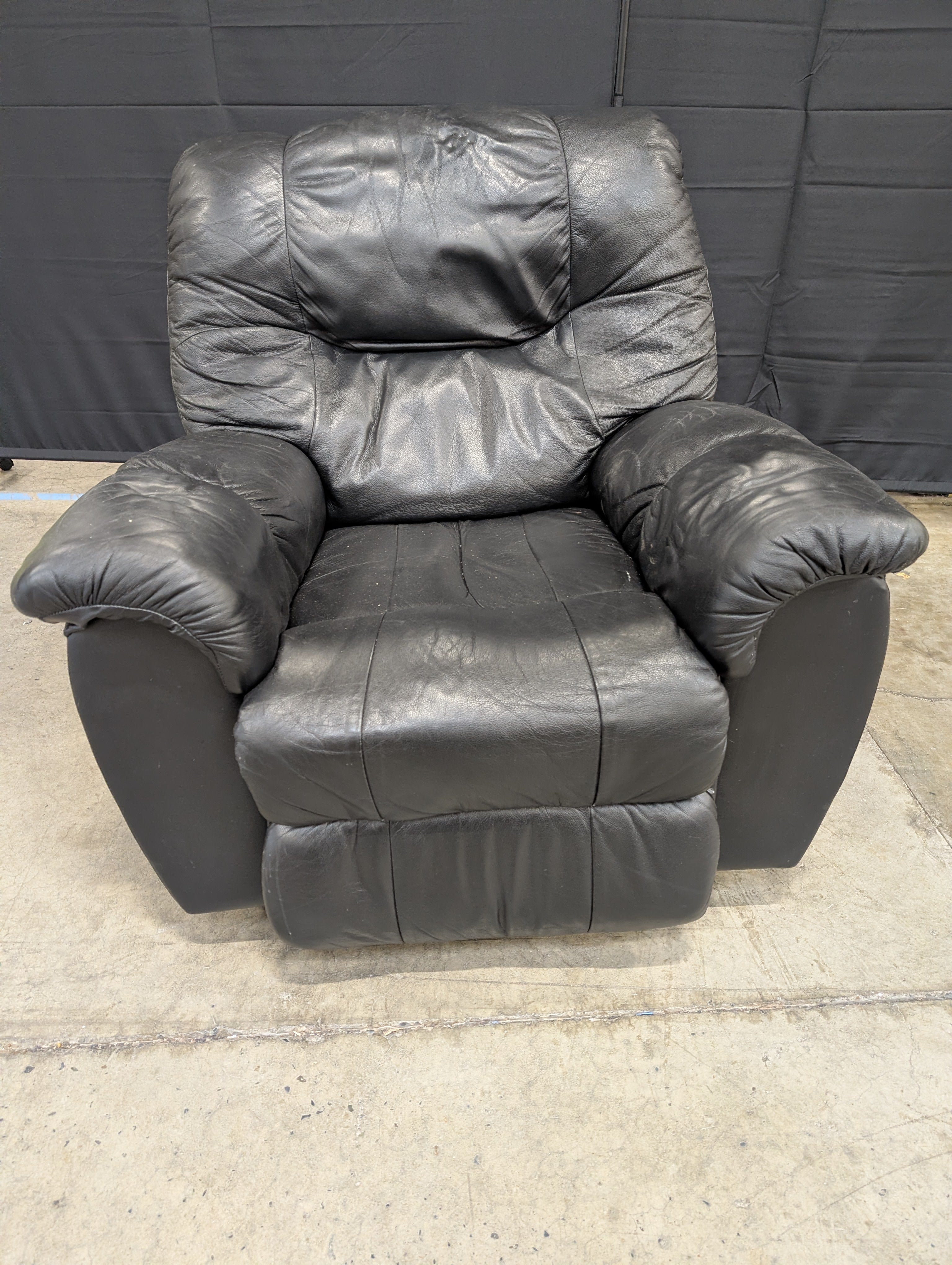 Plush Black Leather Sectional Sofa