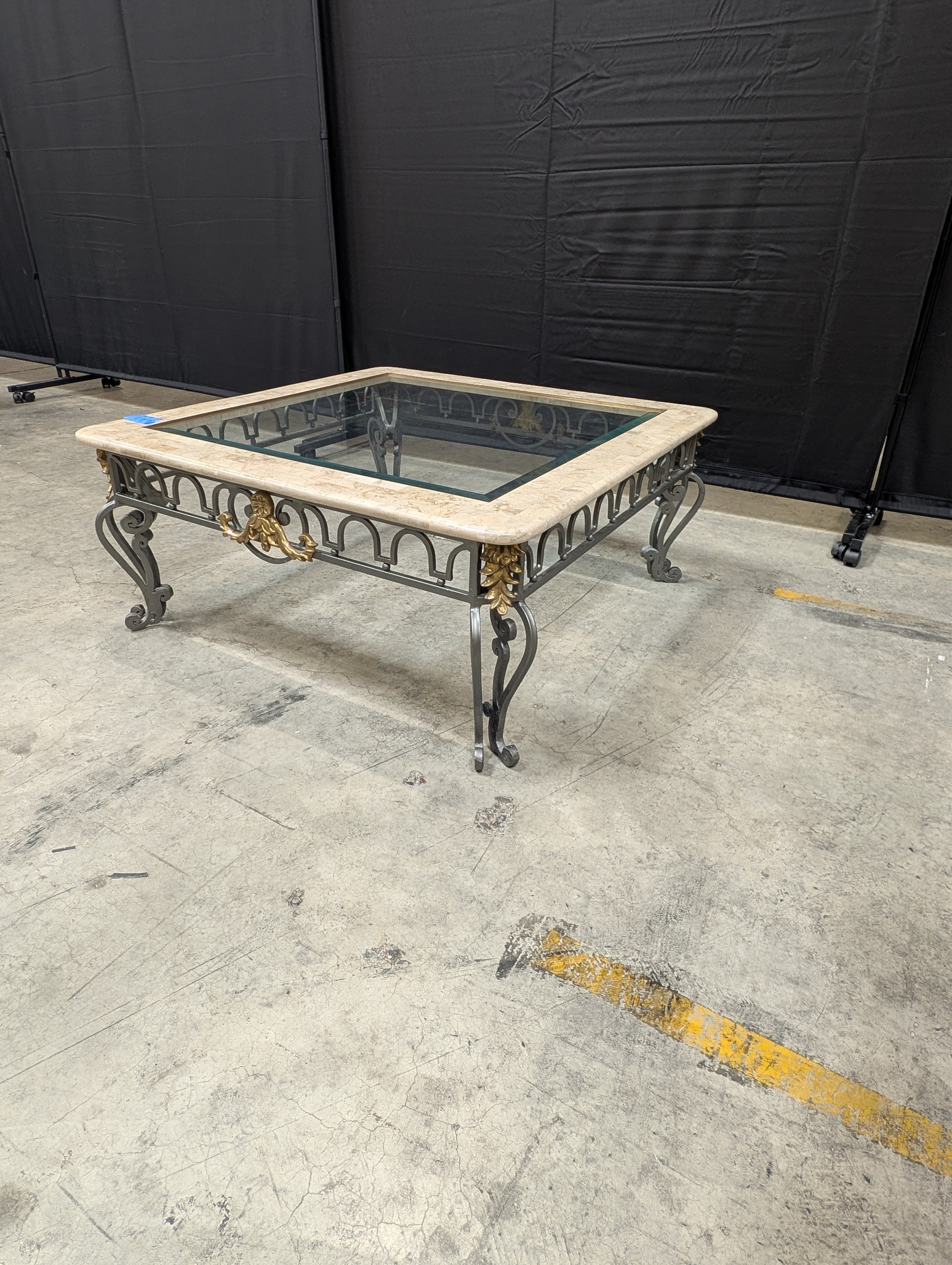 Decorative Stone Top and Metal Base Accent Tables