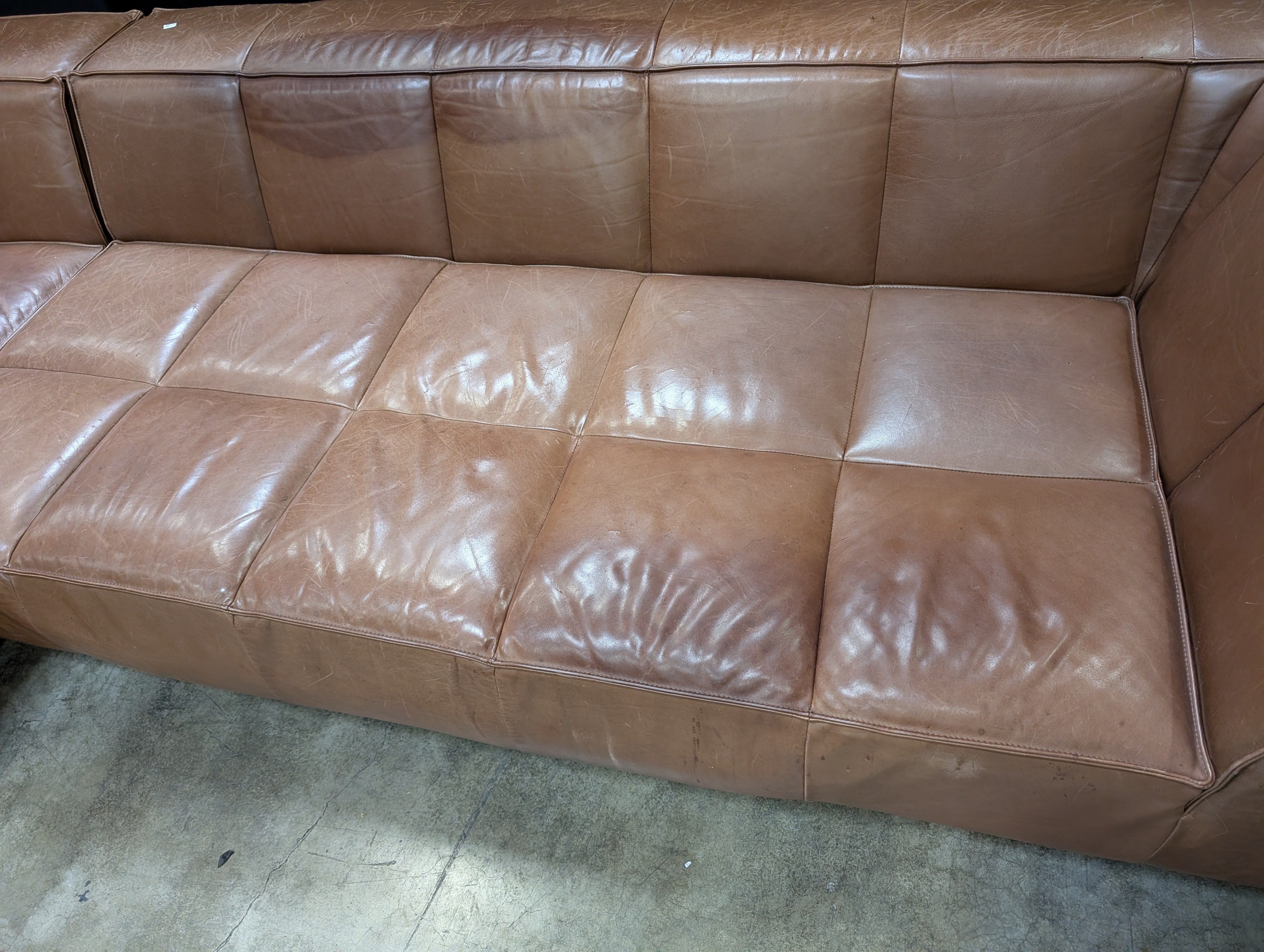 BoConcept Brown Leather Sectional Sofa with Chaise