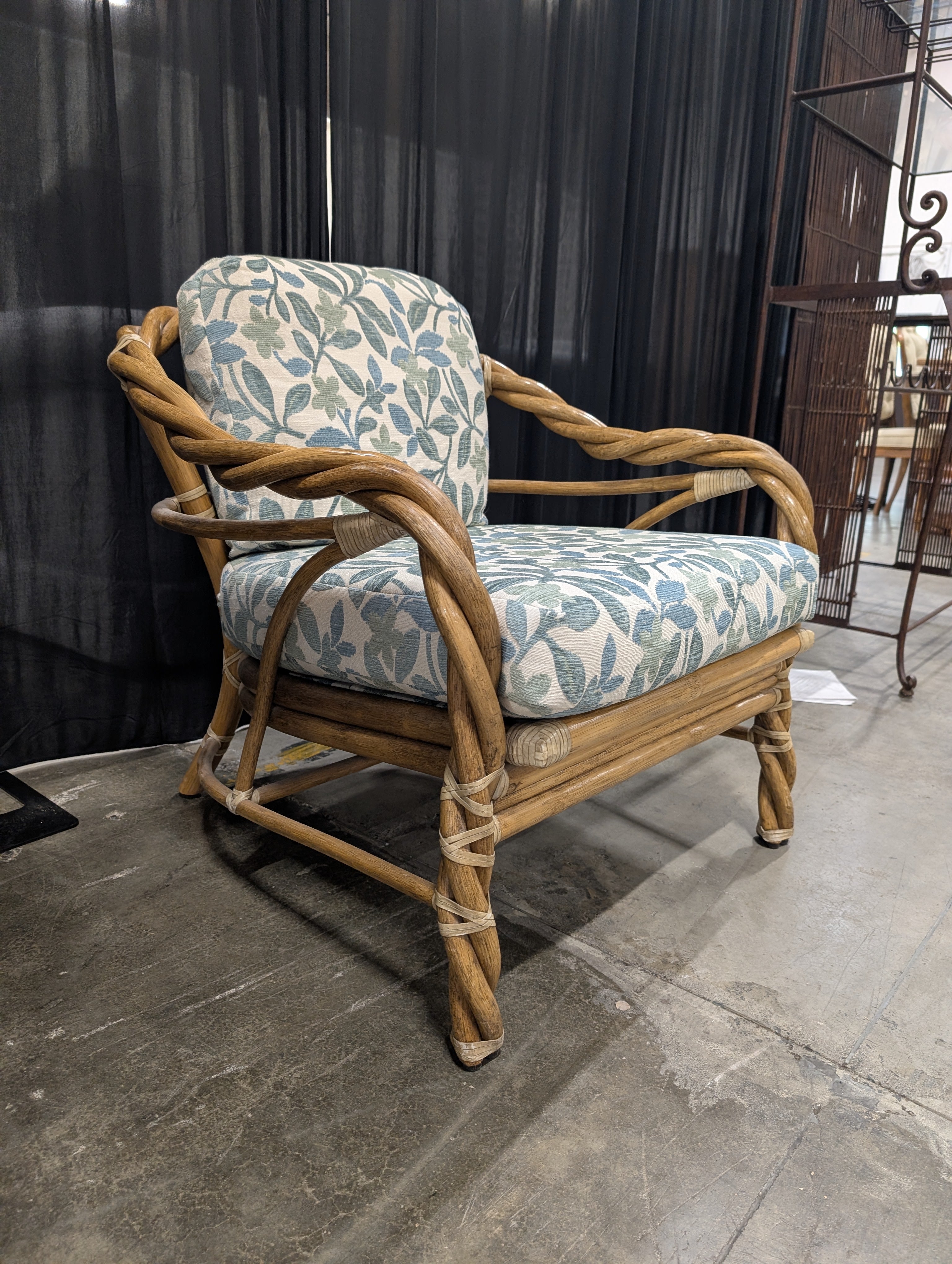 Natural Wicker Twisted Arm Accent Chair