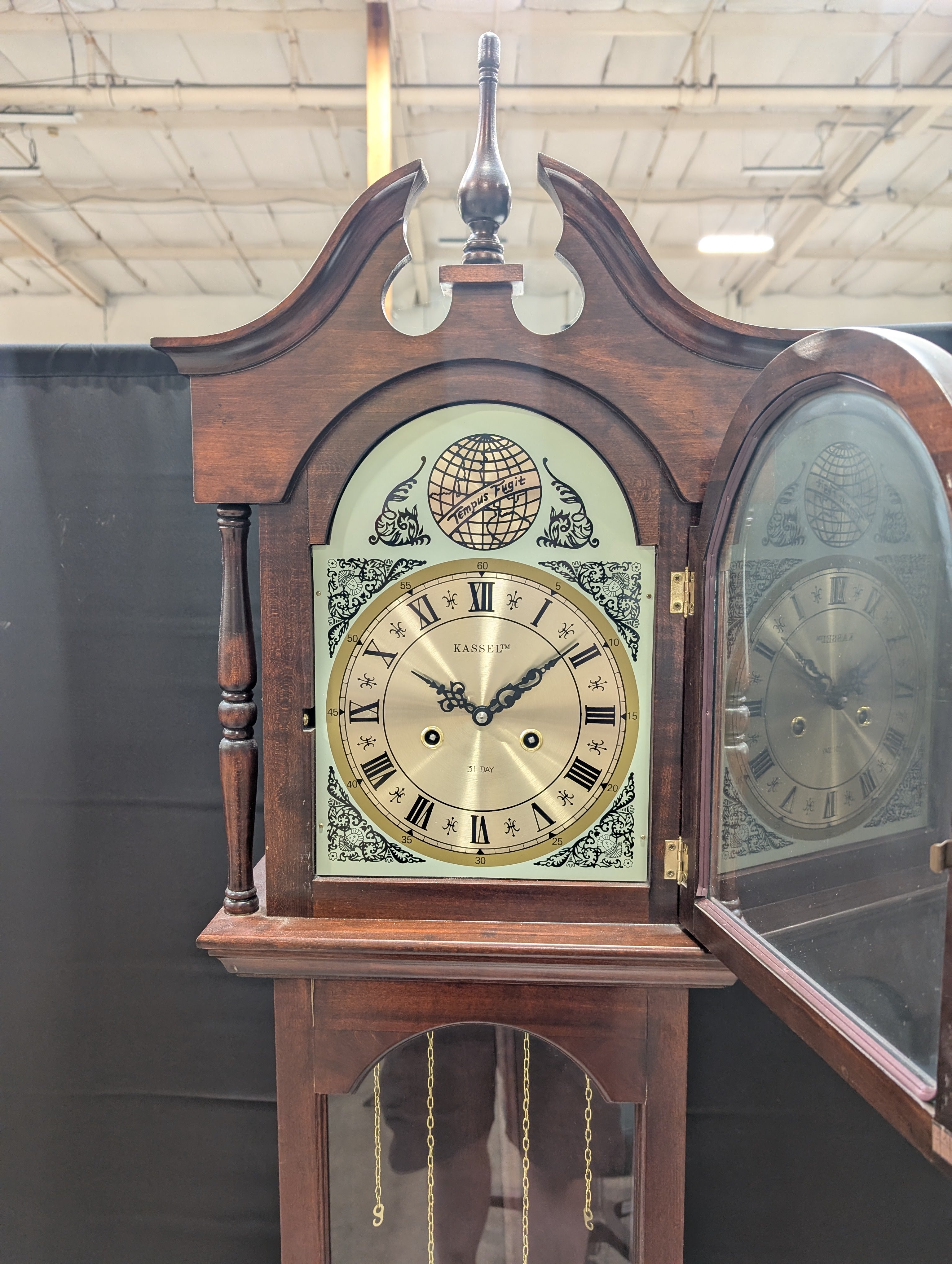 Traditional KASSEL Cherry Finish Grandfather Clock with Roman Numerals