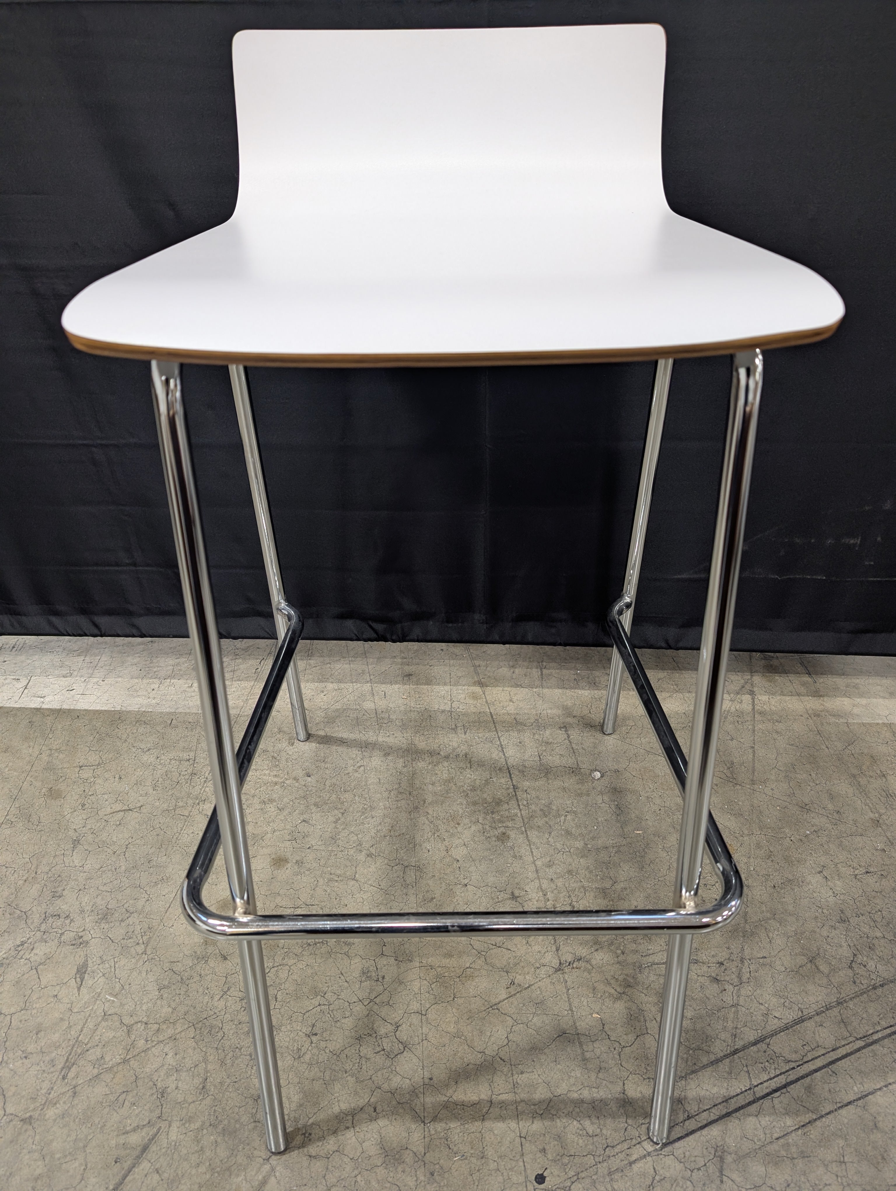 Modern White Counter Stool with Chrome Base