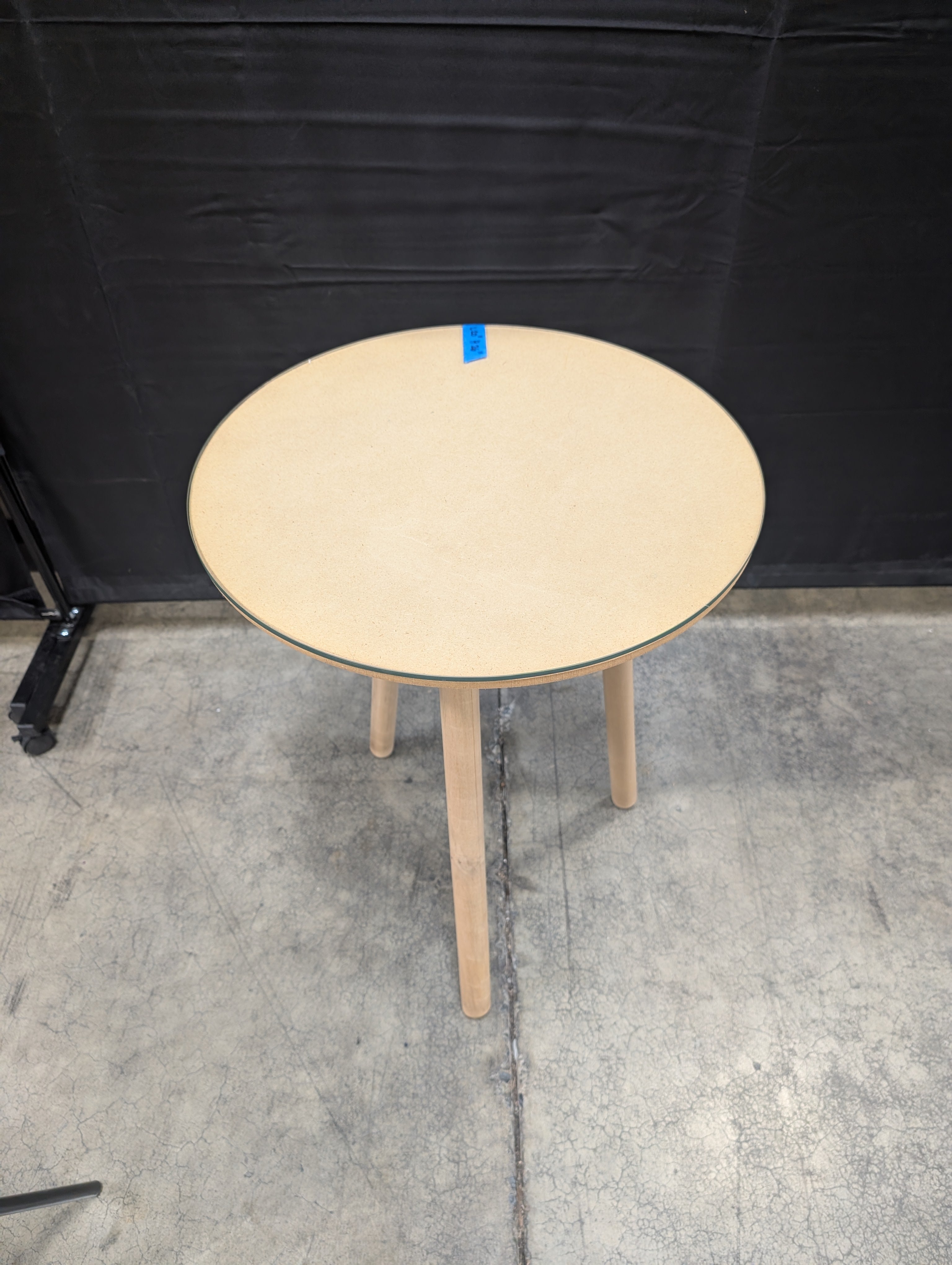 Round Wood End Table with Glass Top