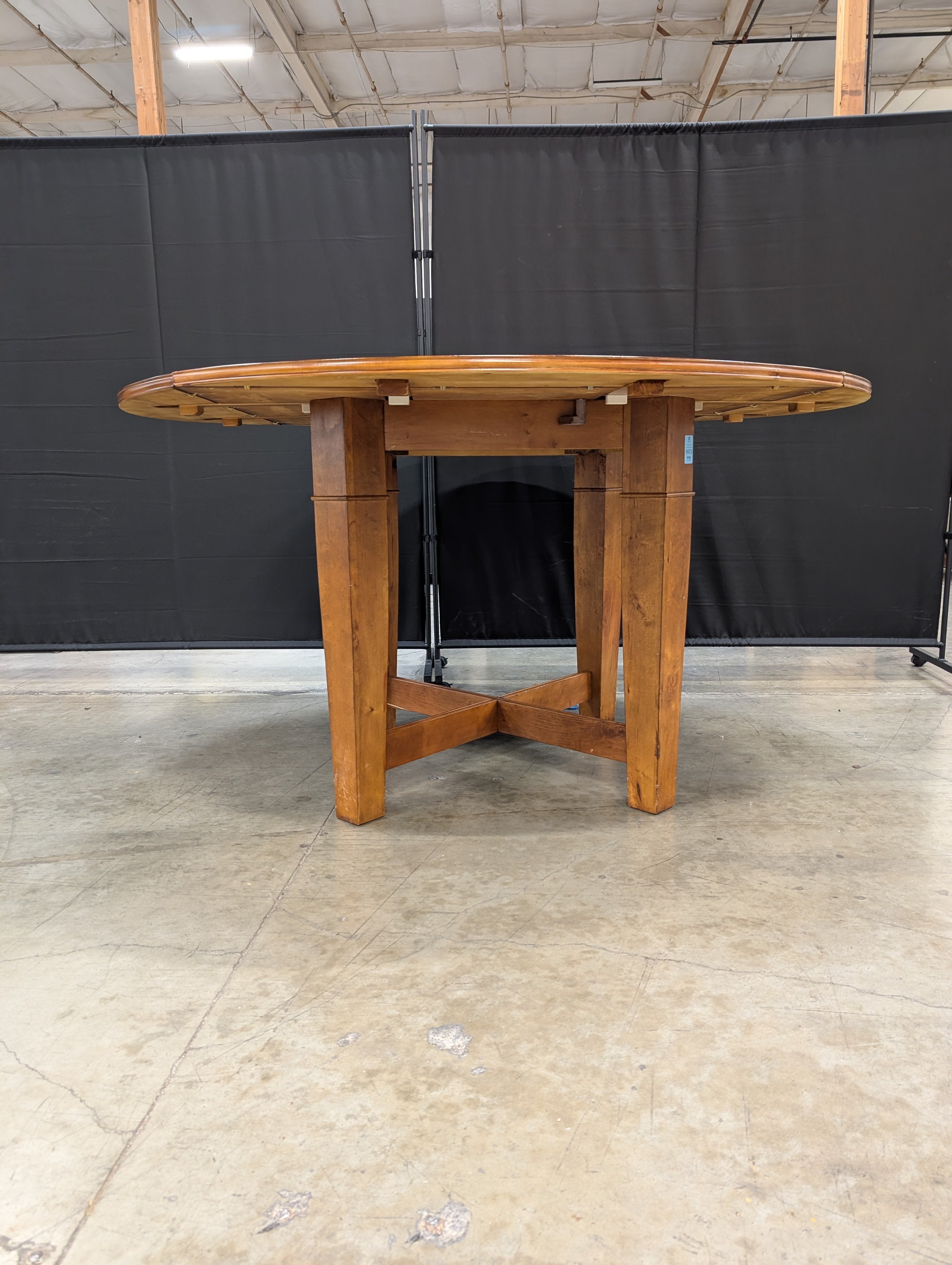 Cherry Finish Wood Dining Table with Round Granite TurnTable