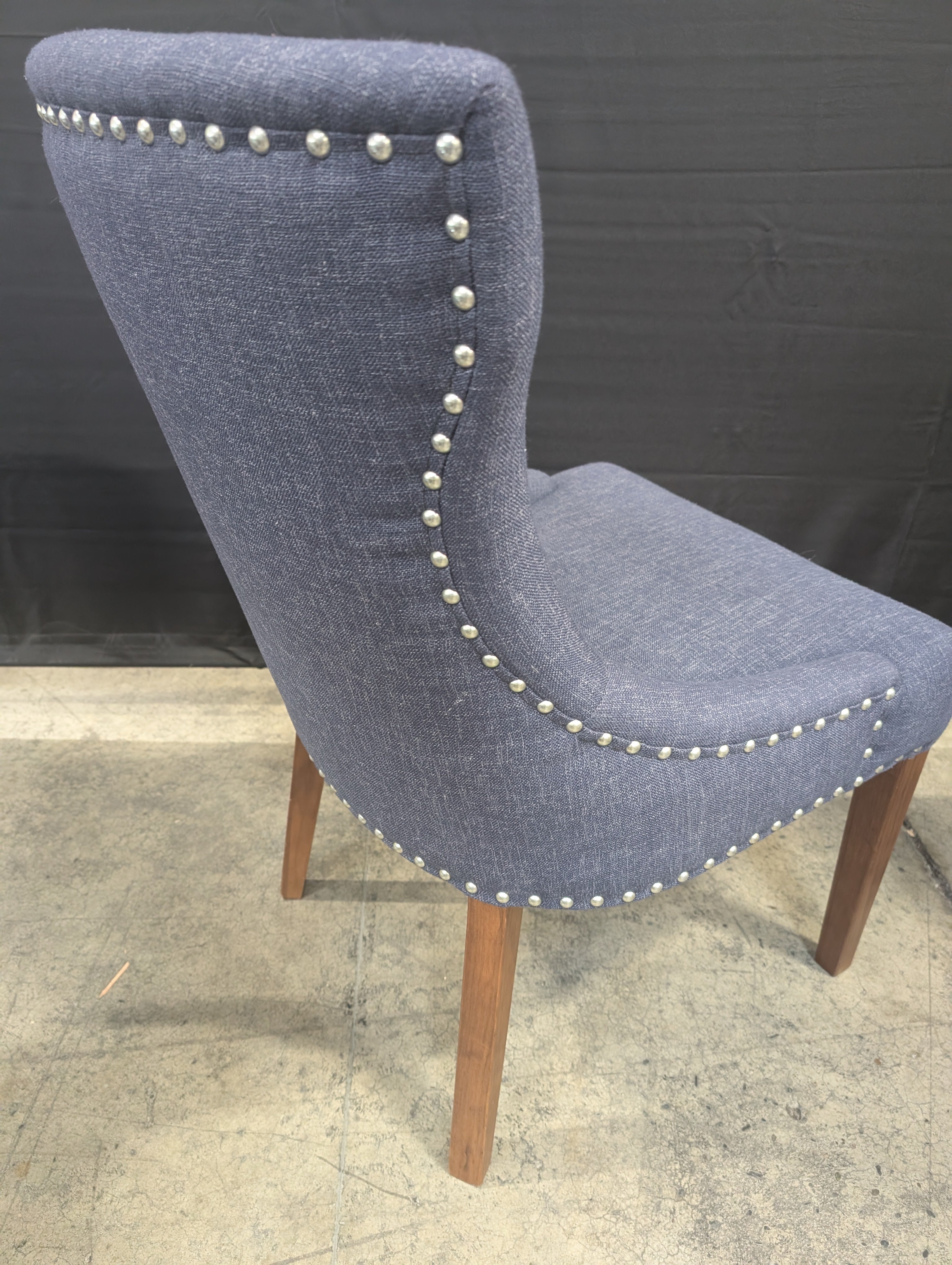 Jonathan Adler Happy Chic Navy Blue High-Back Tufted Accent Chair
