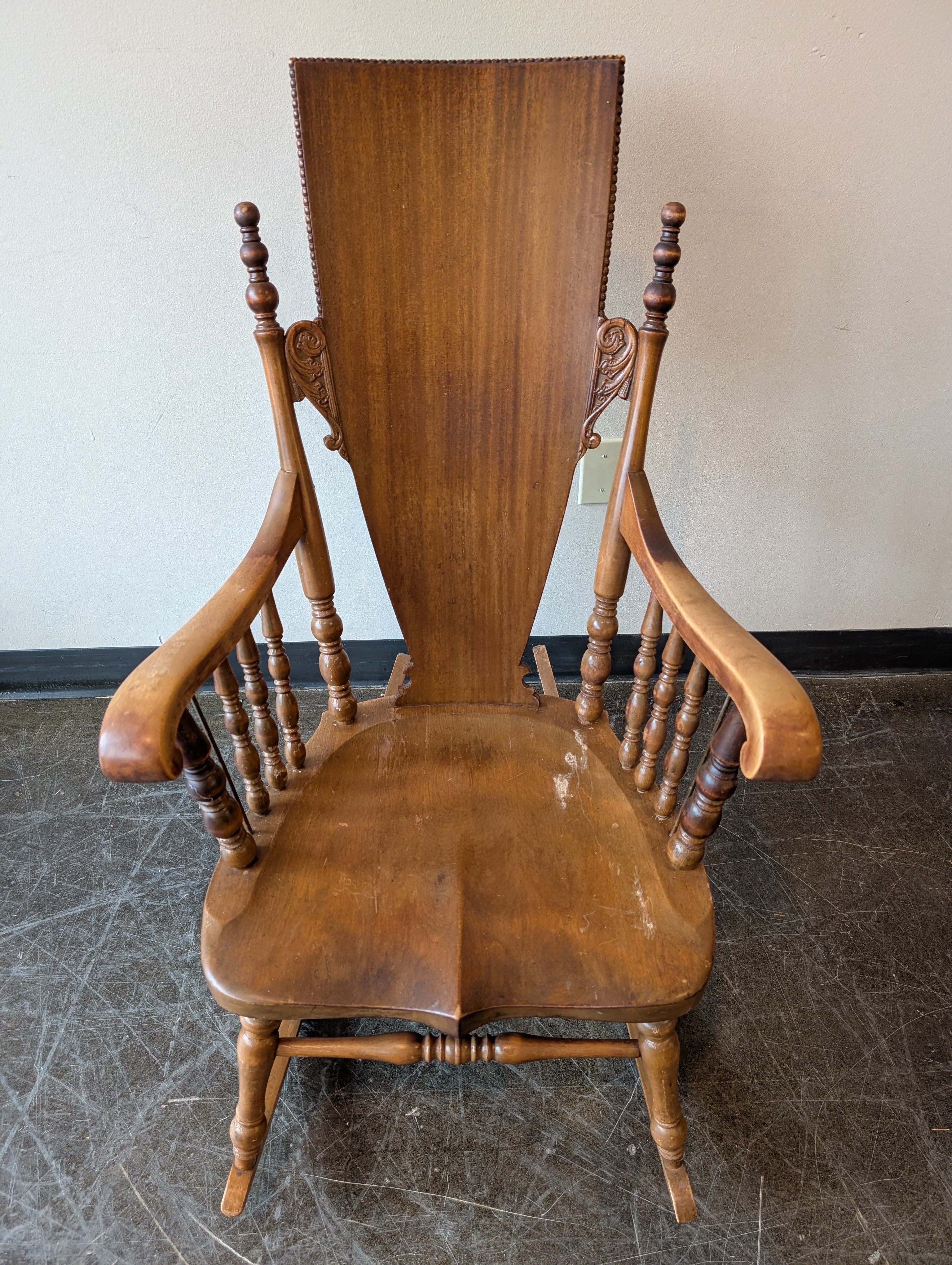 Carved Wood Vintage Rocking Chair