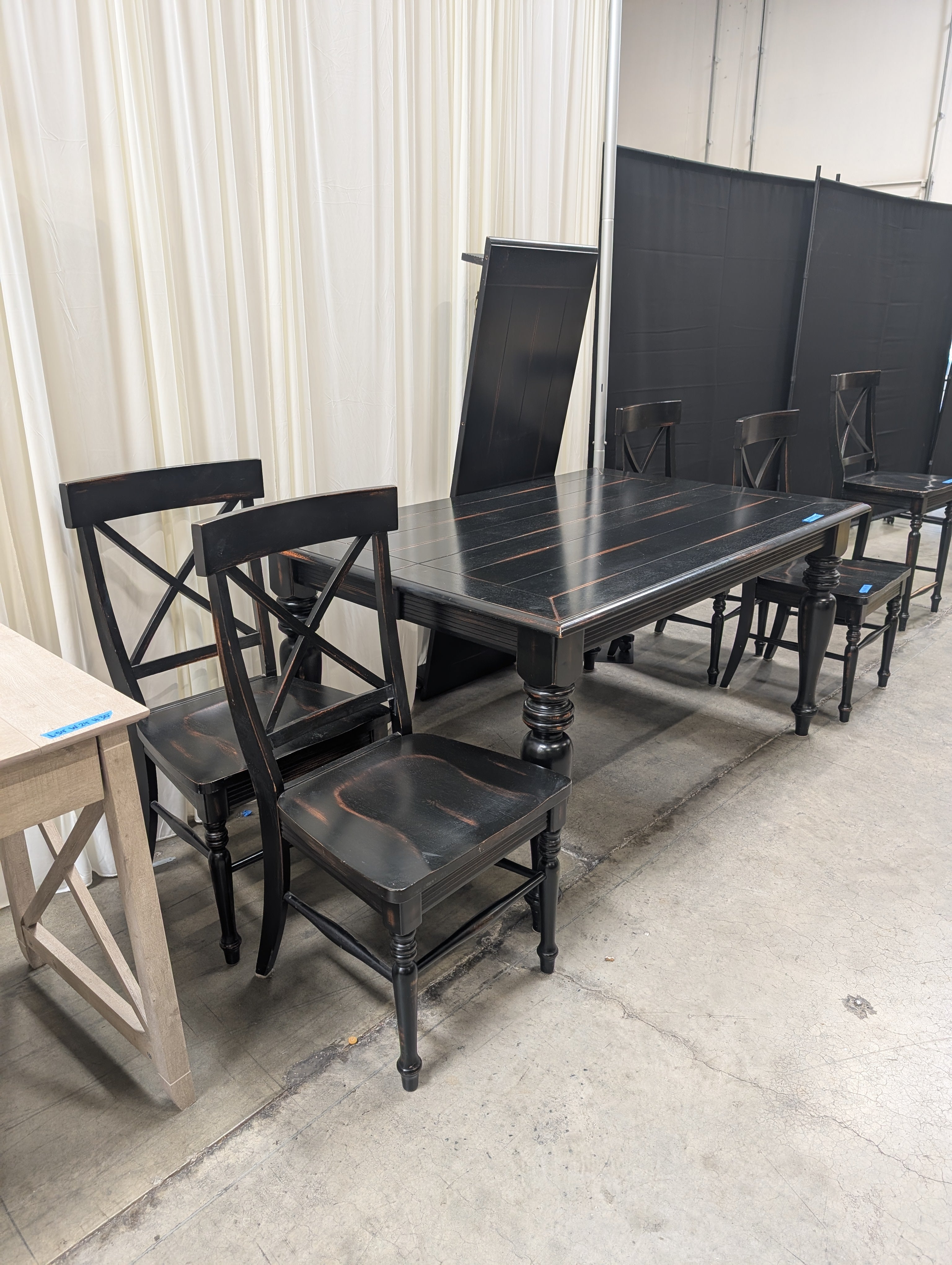 Dark Espresso Planked Dining Set with Turned Legs and Four Chairs