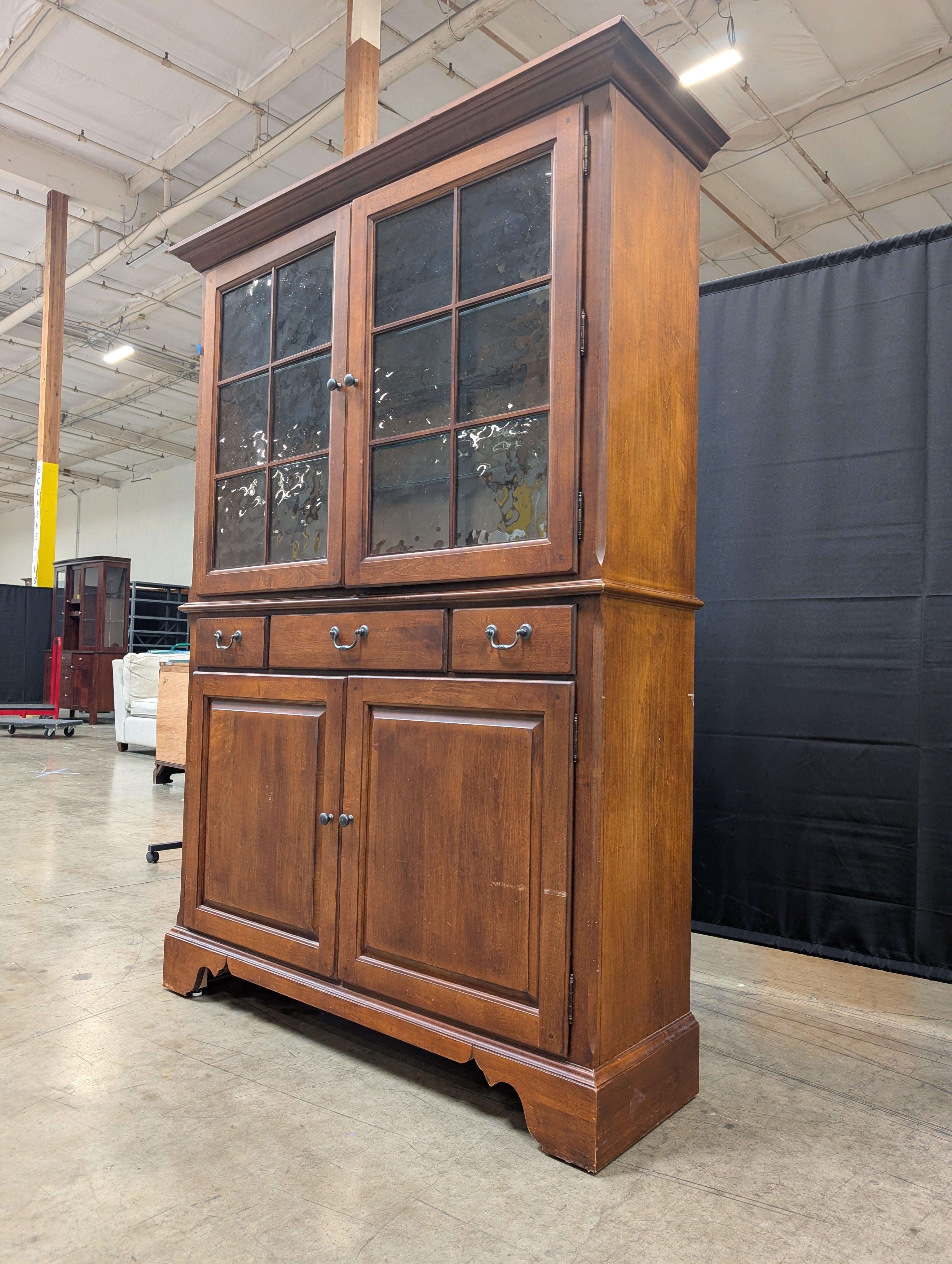 Traditional Brown Wood Display Hutch Cabinet