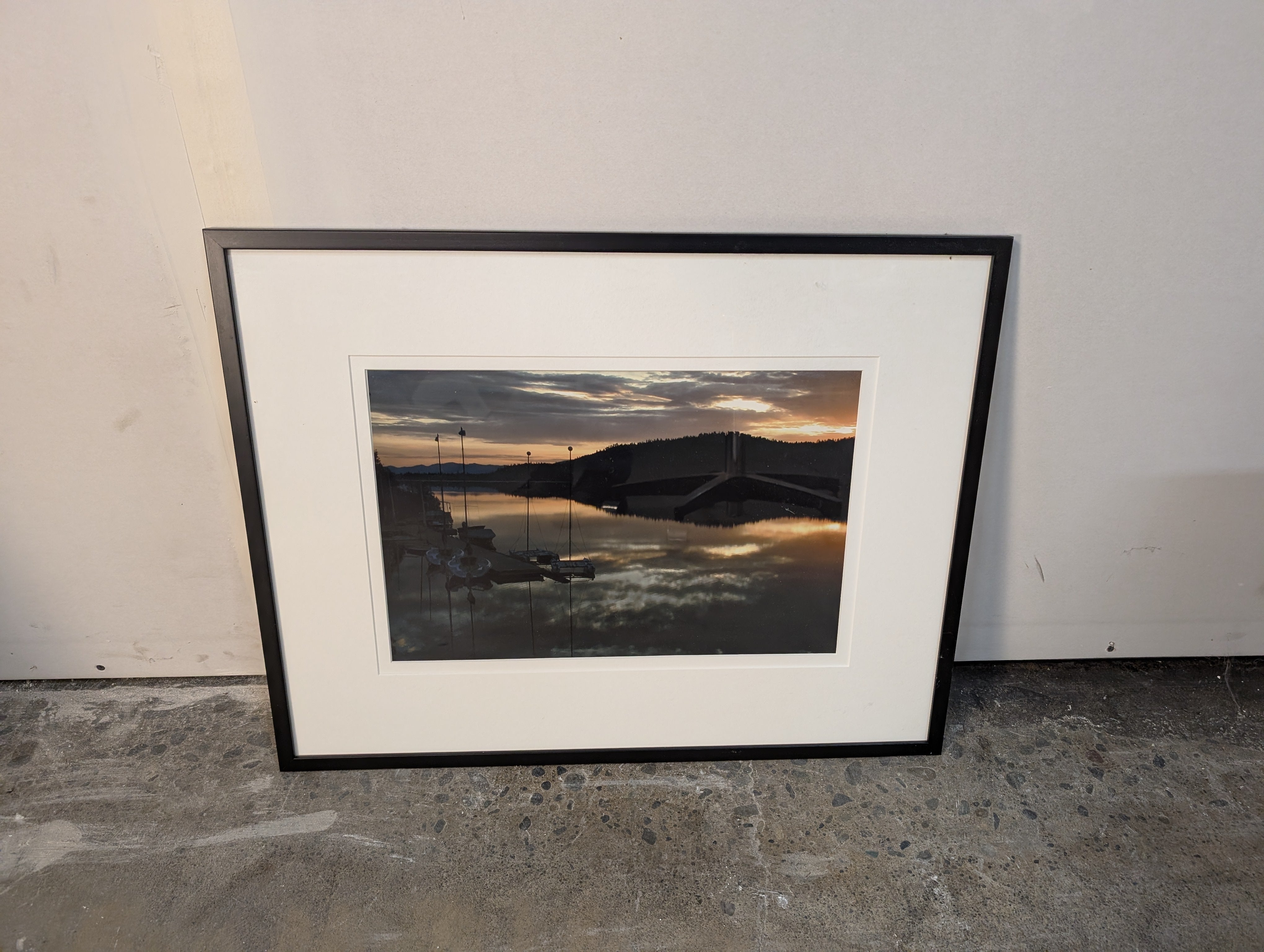 Serene Lake Sunset Framed Wall Art Print