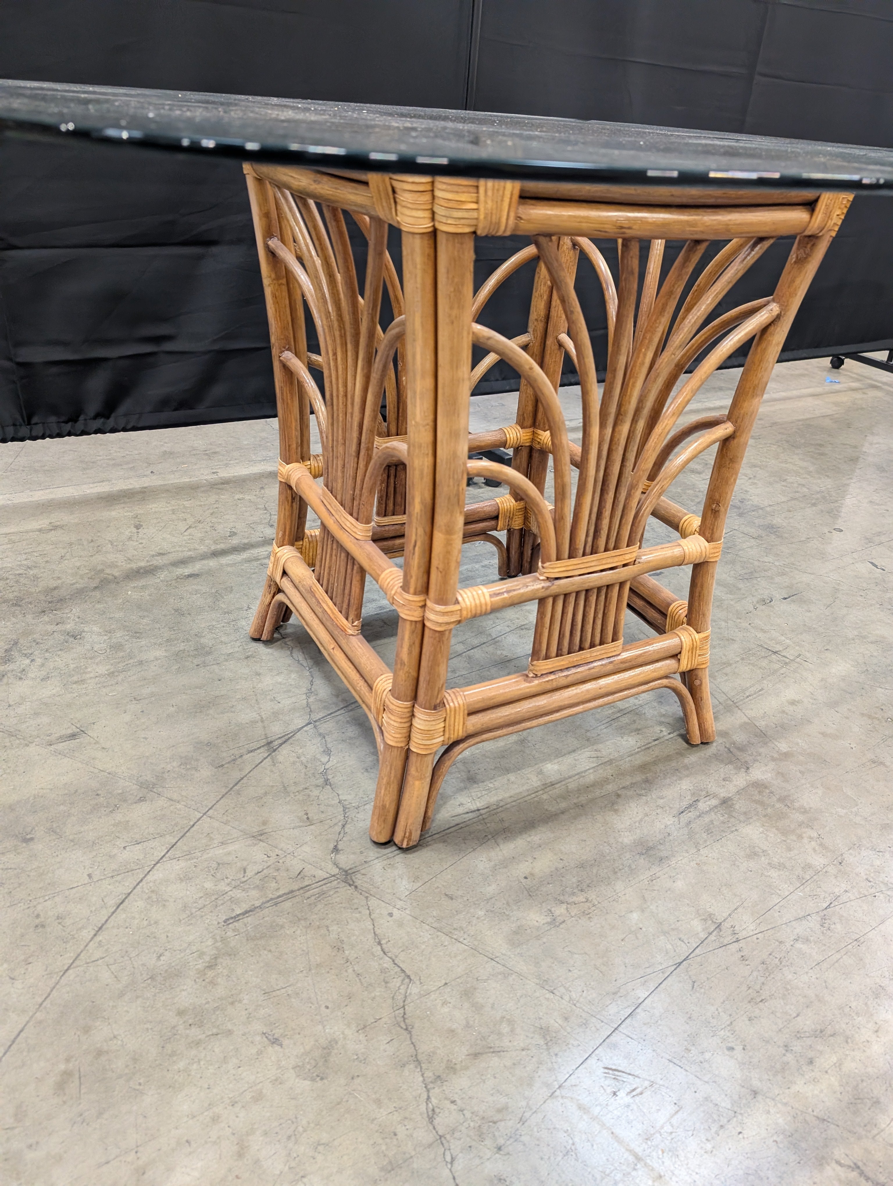Rattan Base Glass Top Dining Table