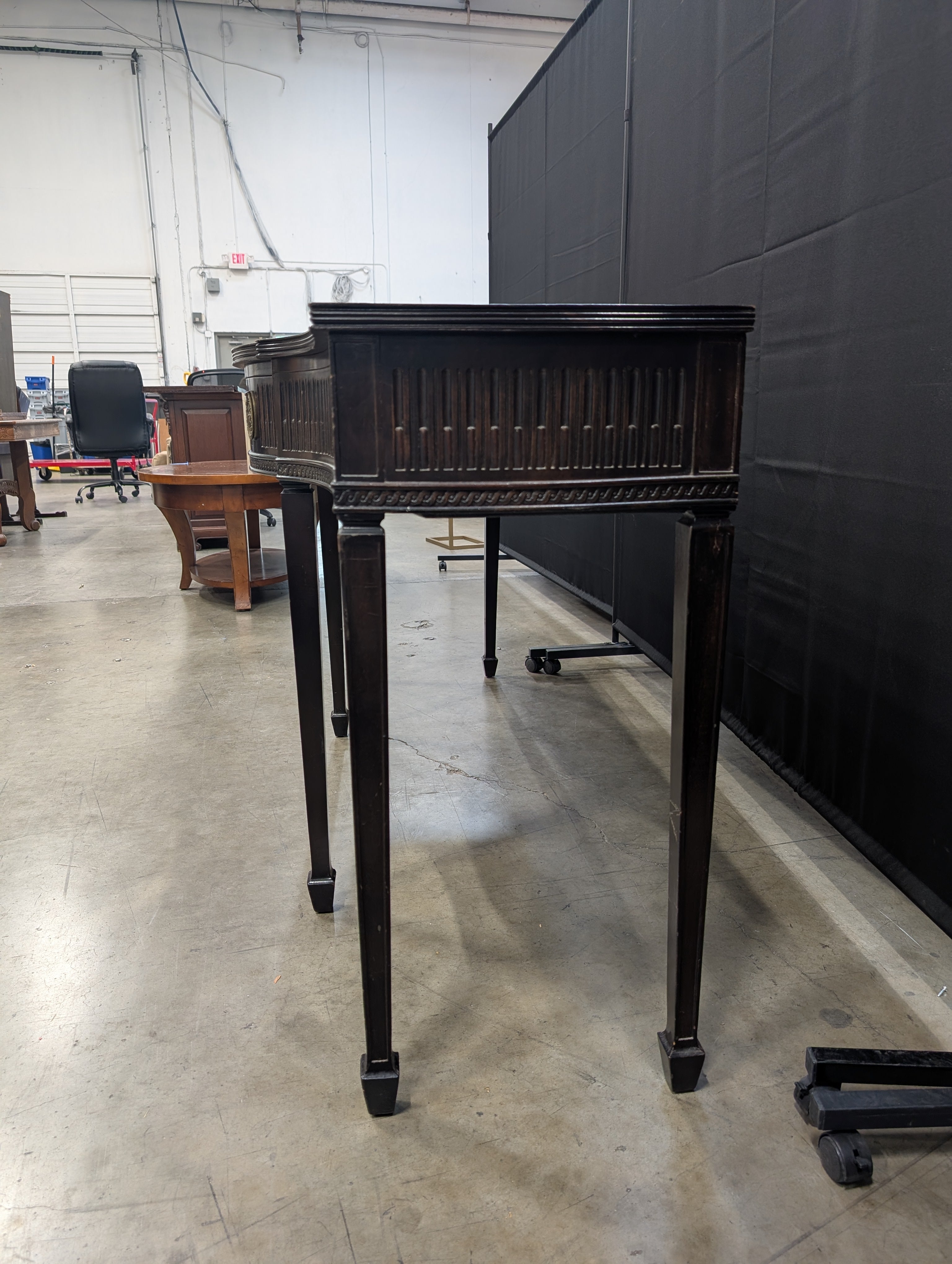 Curved Front Dark Wood Console Table