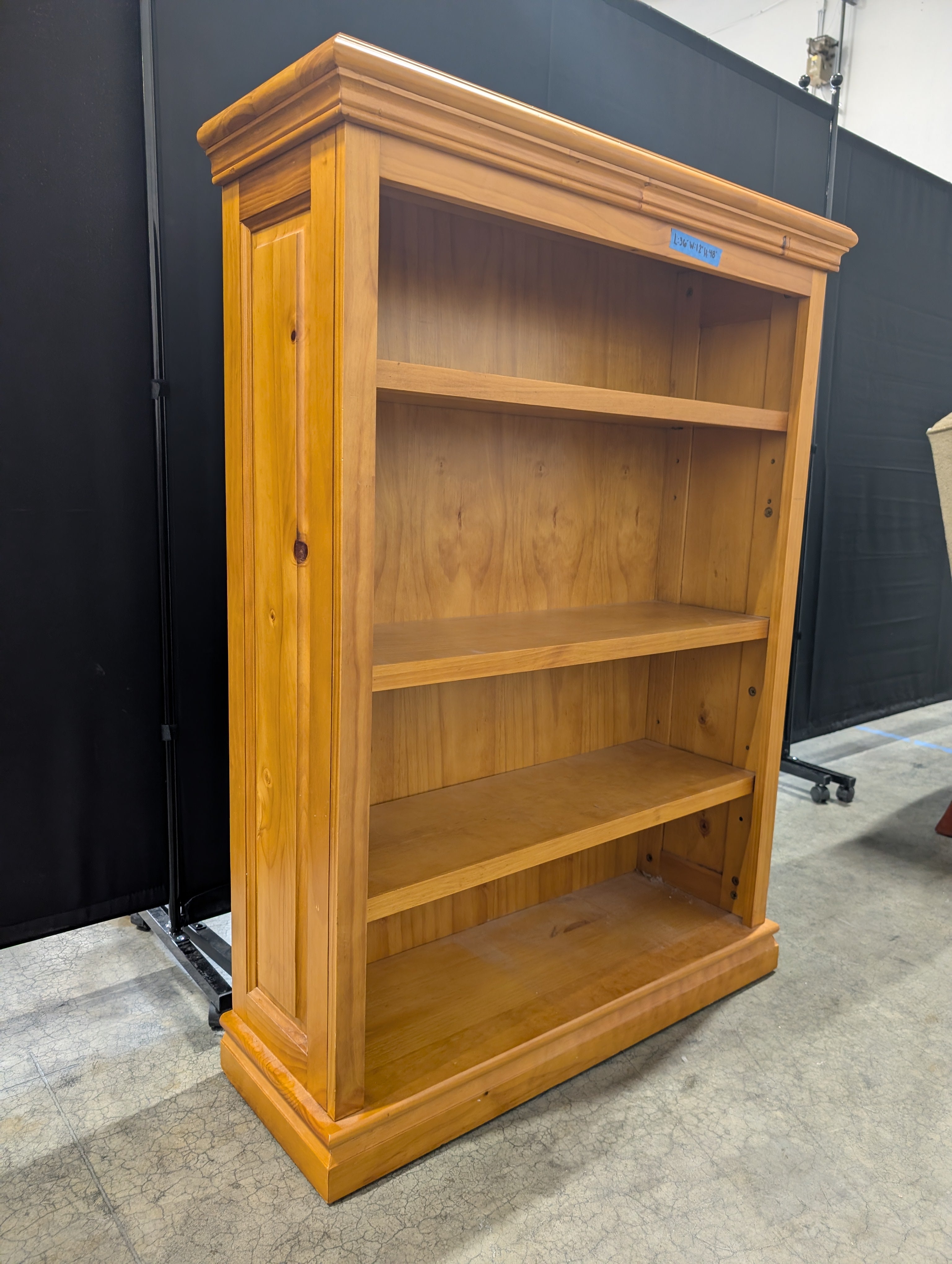 Honey Oak Wood Bookcase with Crown Molding