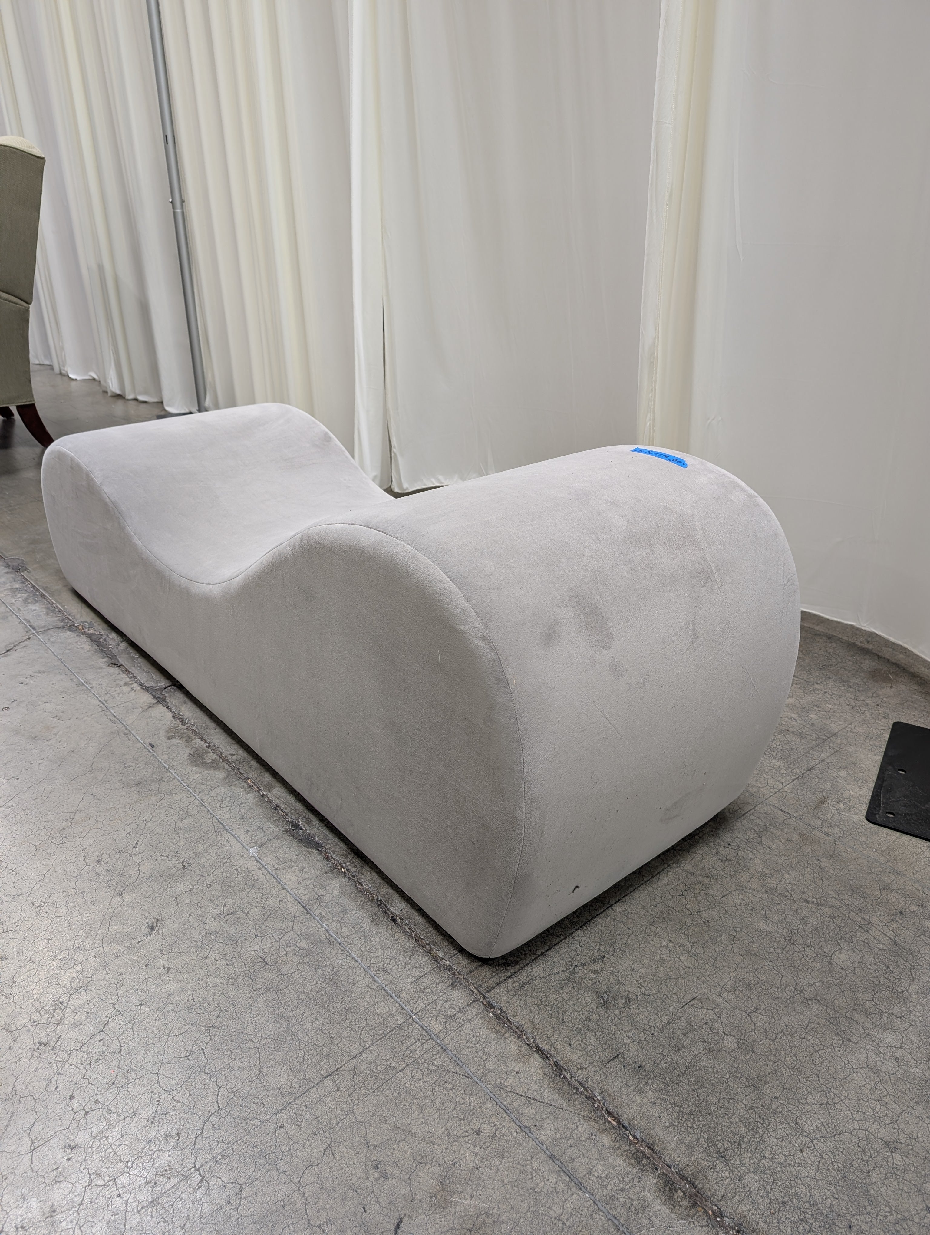 Light Beige Upholstered Curved Sofa