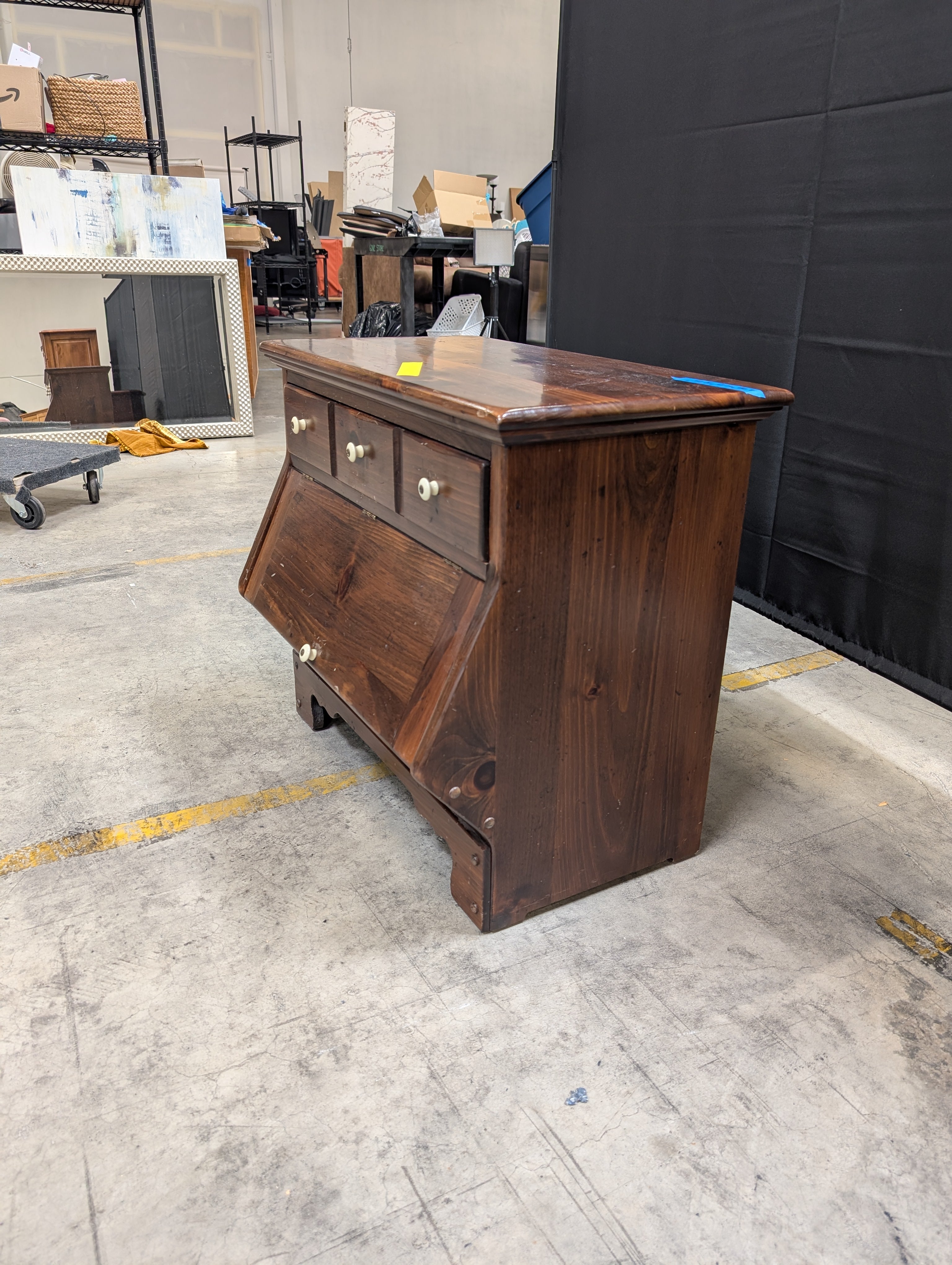 Ethan Allen Solid Wood Secretary Nightstand with Drop-Front Desk