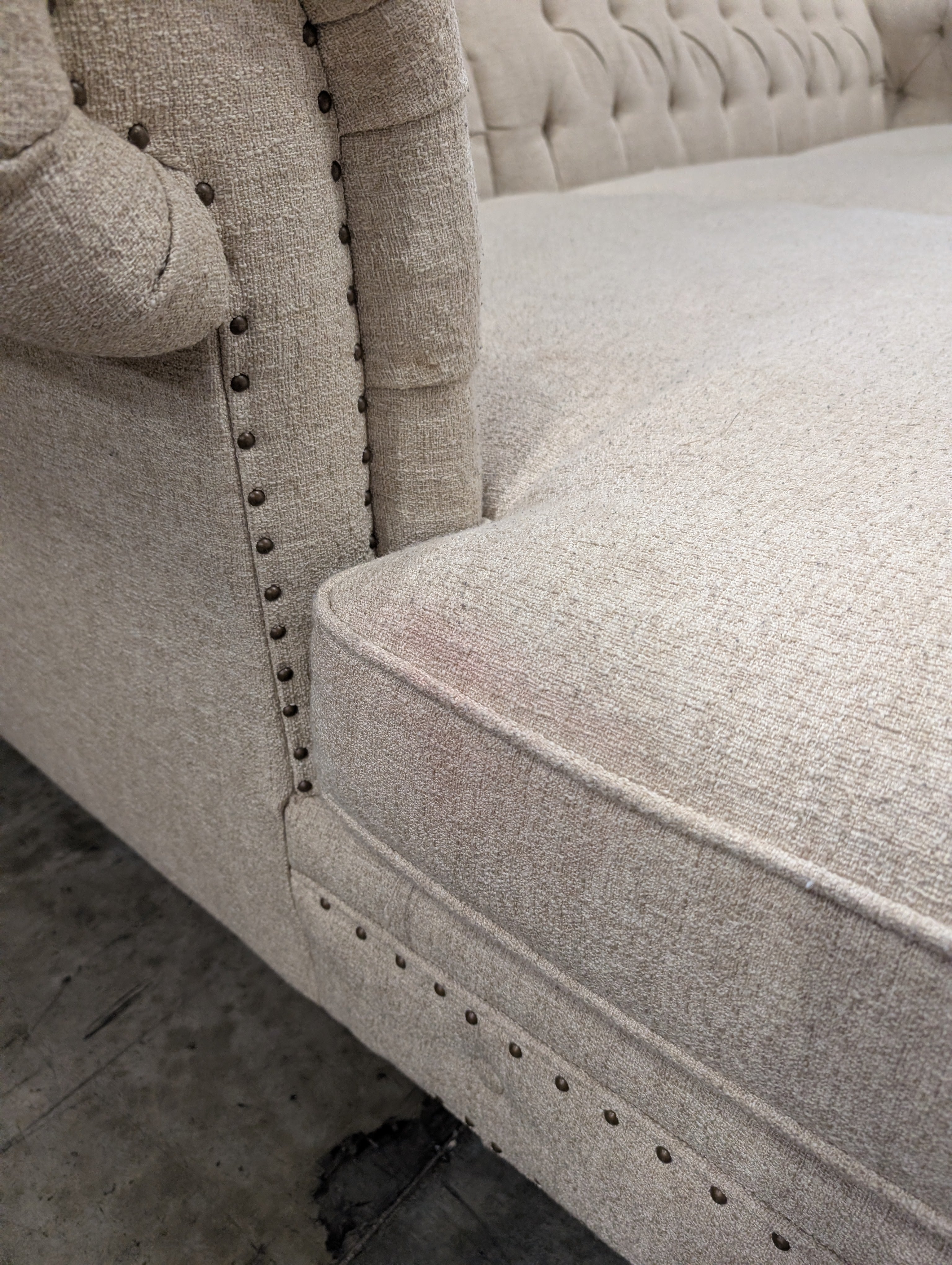 Bernhardt Beige Tufted Armchair with High Back