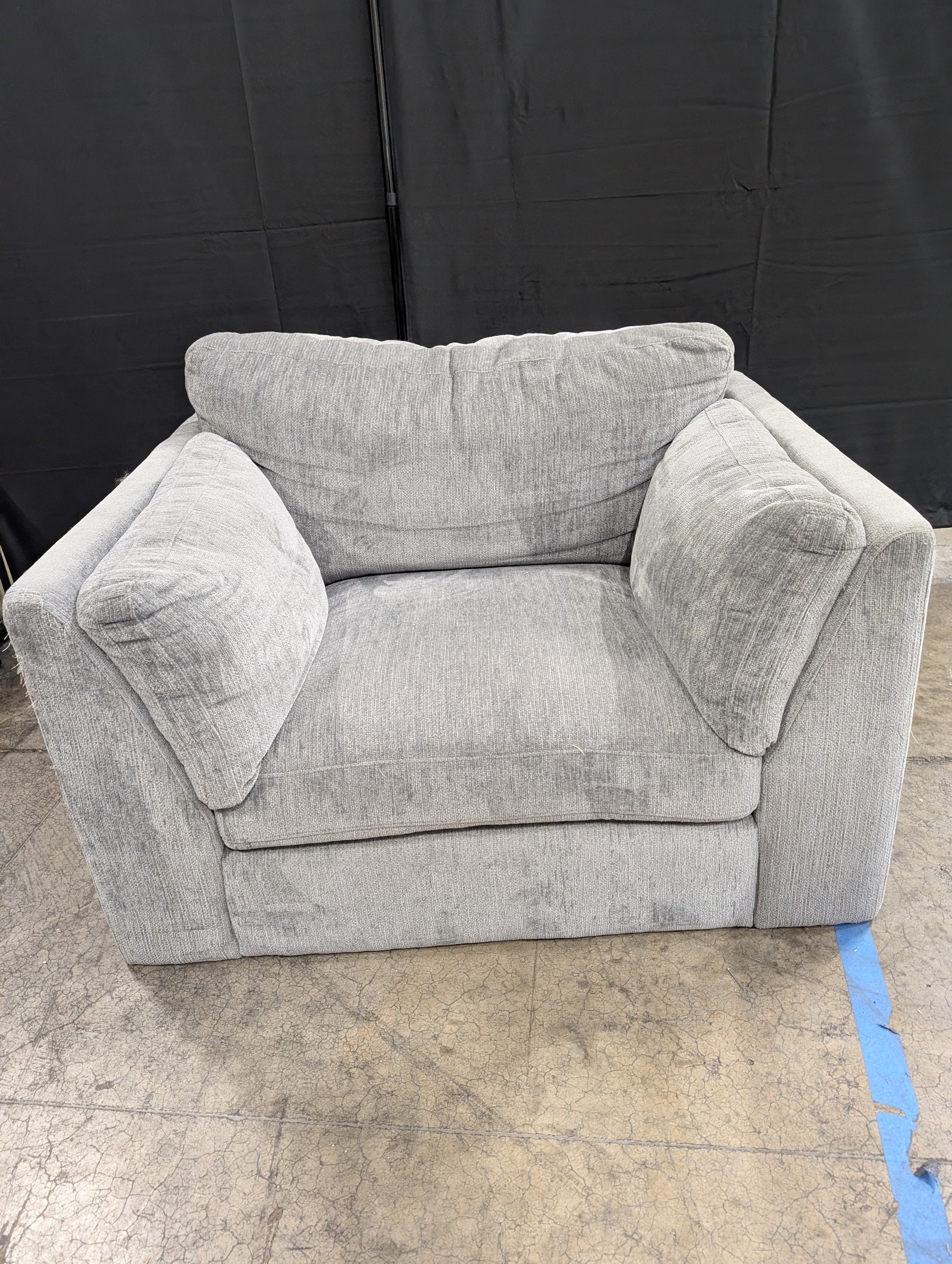 Contemporary Grey Fabric Accent Chair with Bolster Pillow