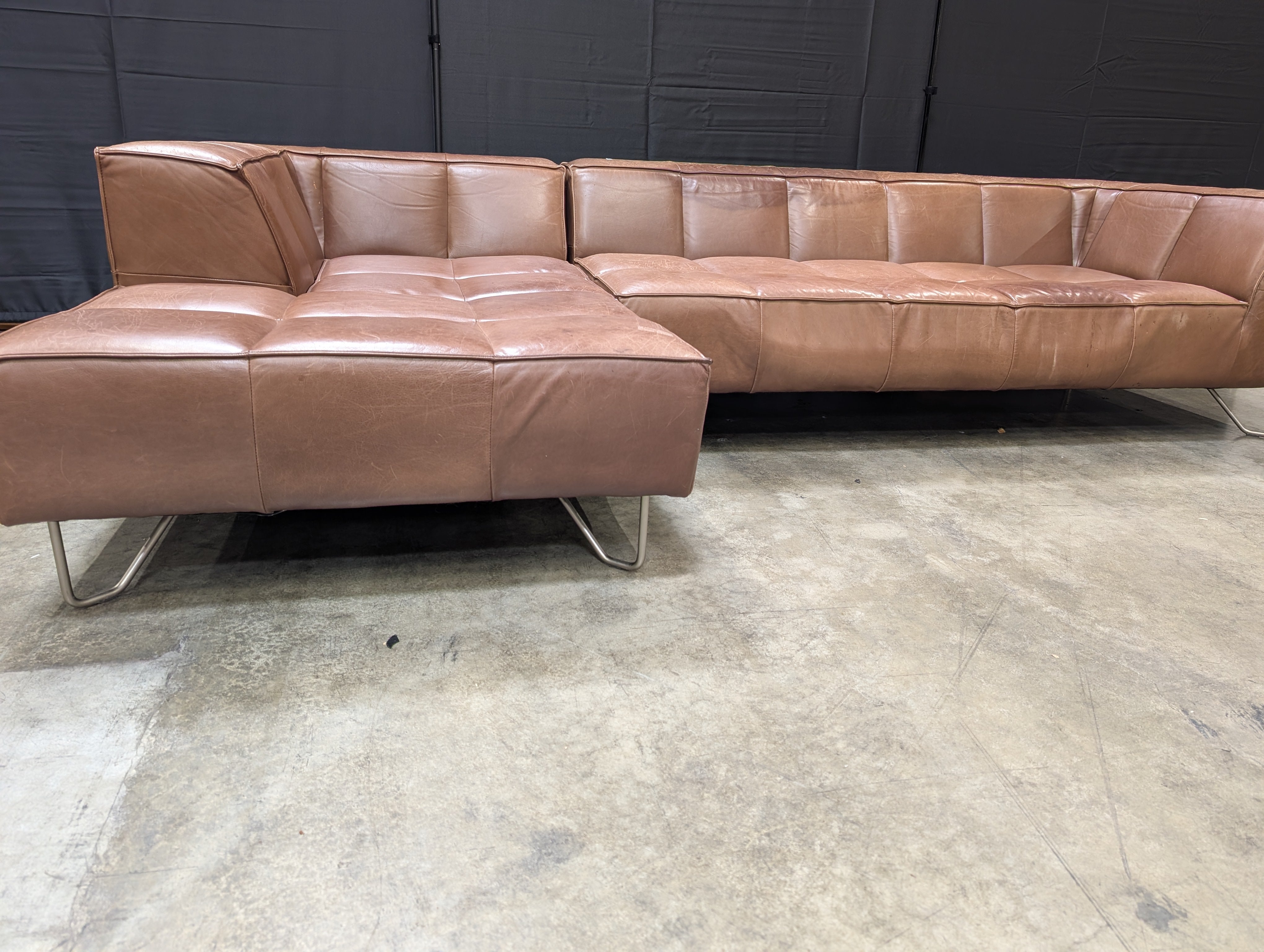 BoConcept Brown Leather Sectional Sofa with Chaise