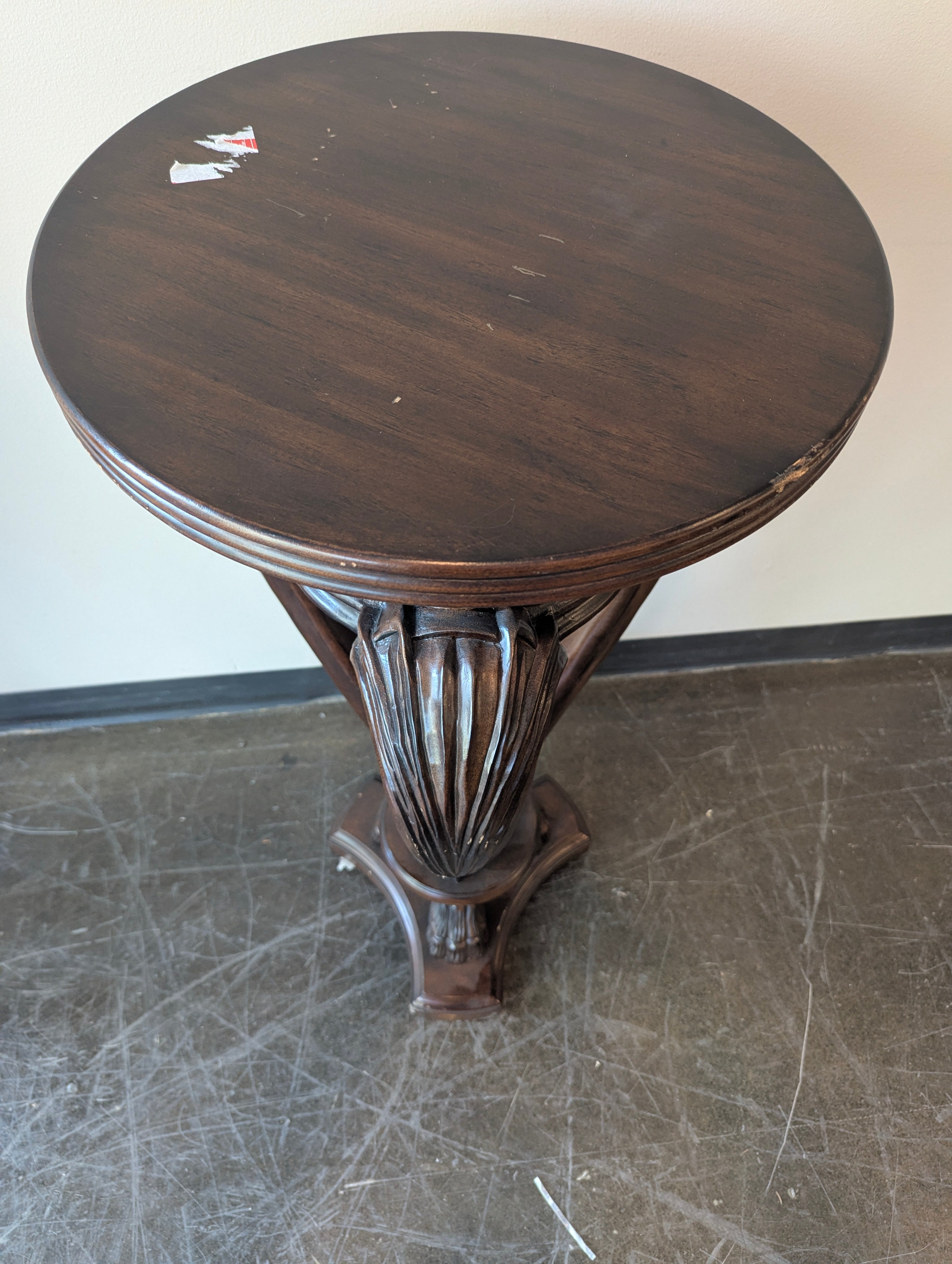 Ornate Carved Wood Pedestal Table