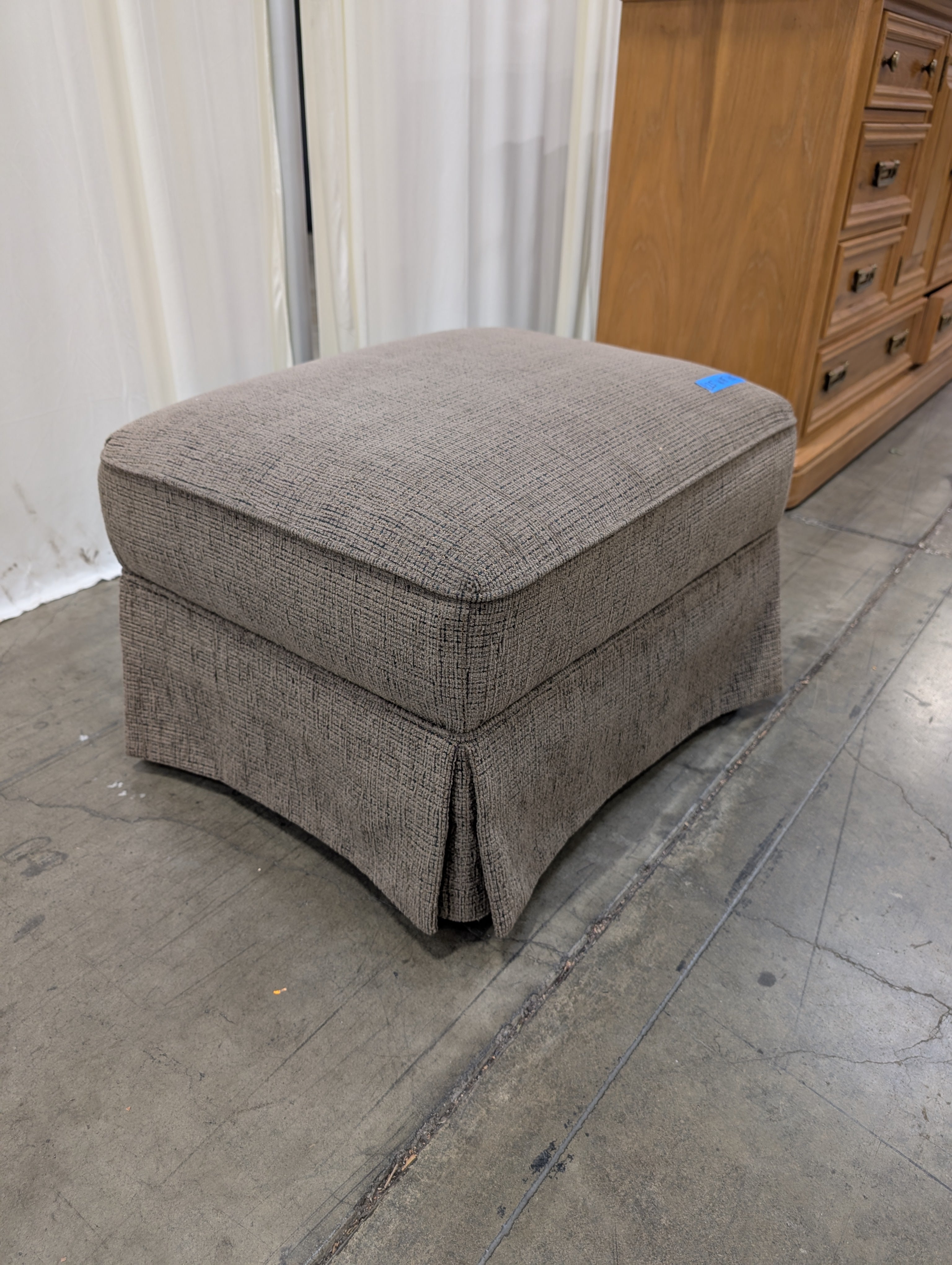 Brown Textured Fabric Ottoman