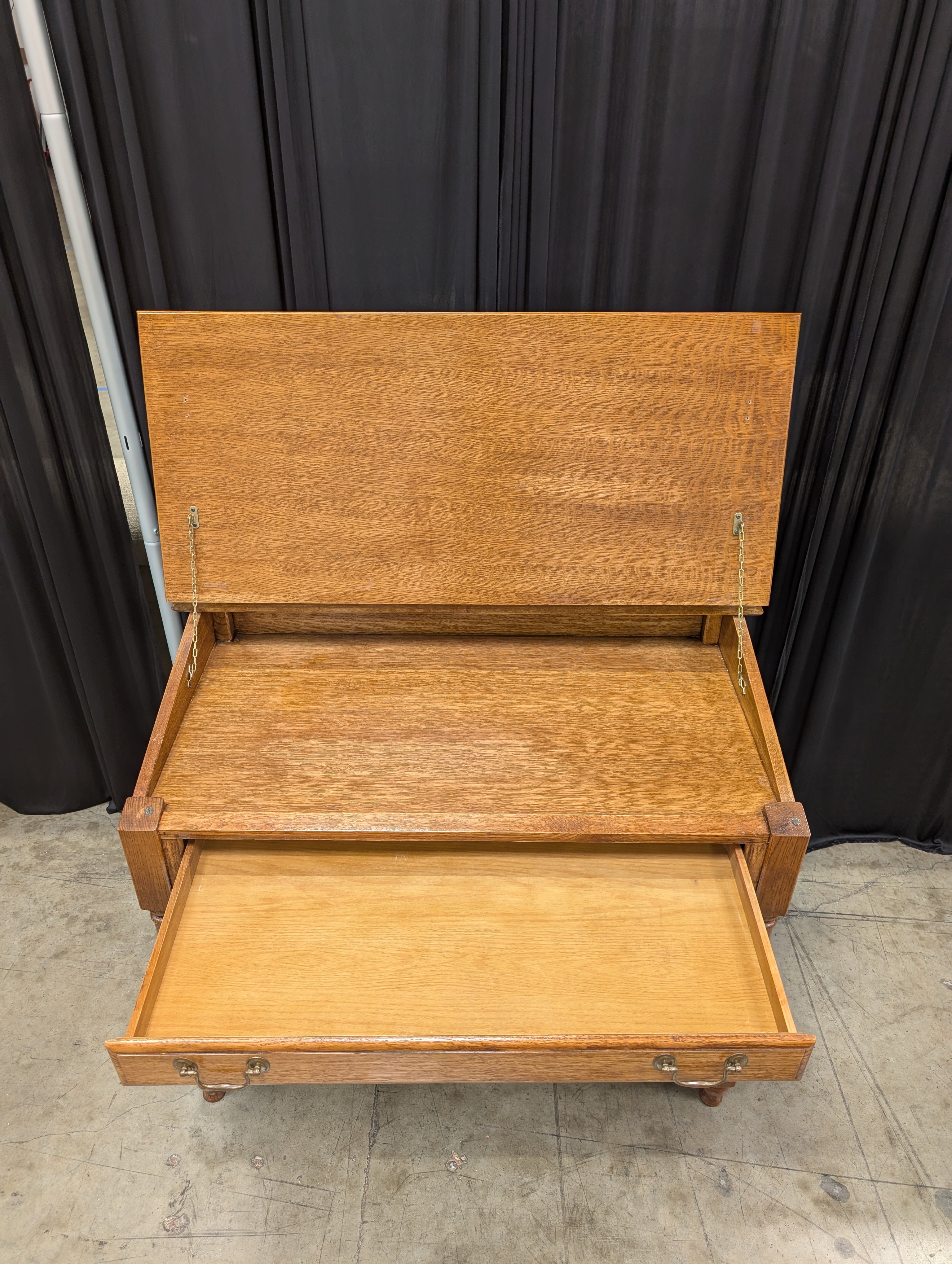Traditional Wood Drop-Front Desk with Turned Legs
