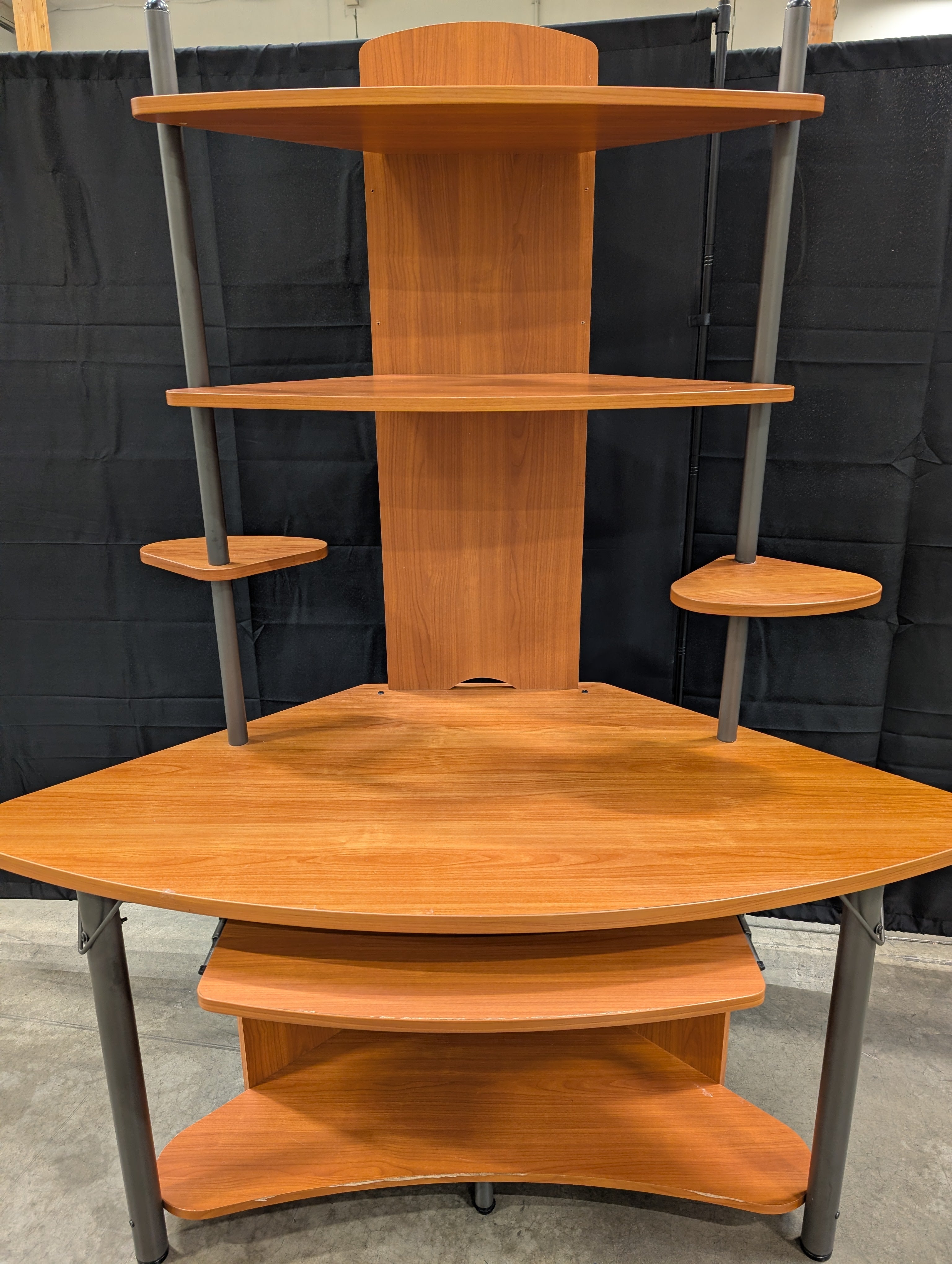 Contemporary Multi-Level Workstation with Integrated Shelving