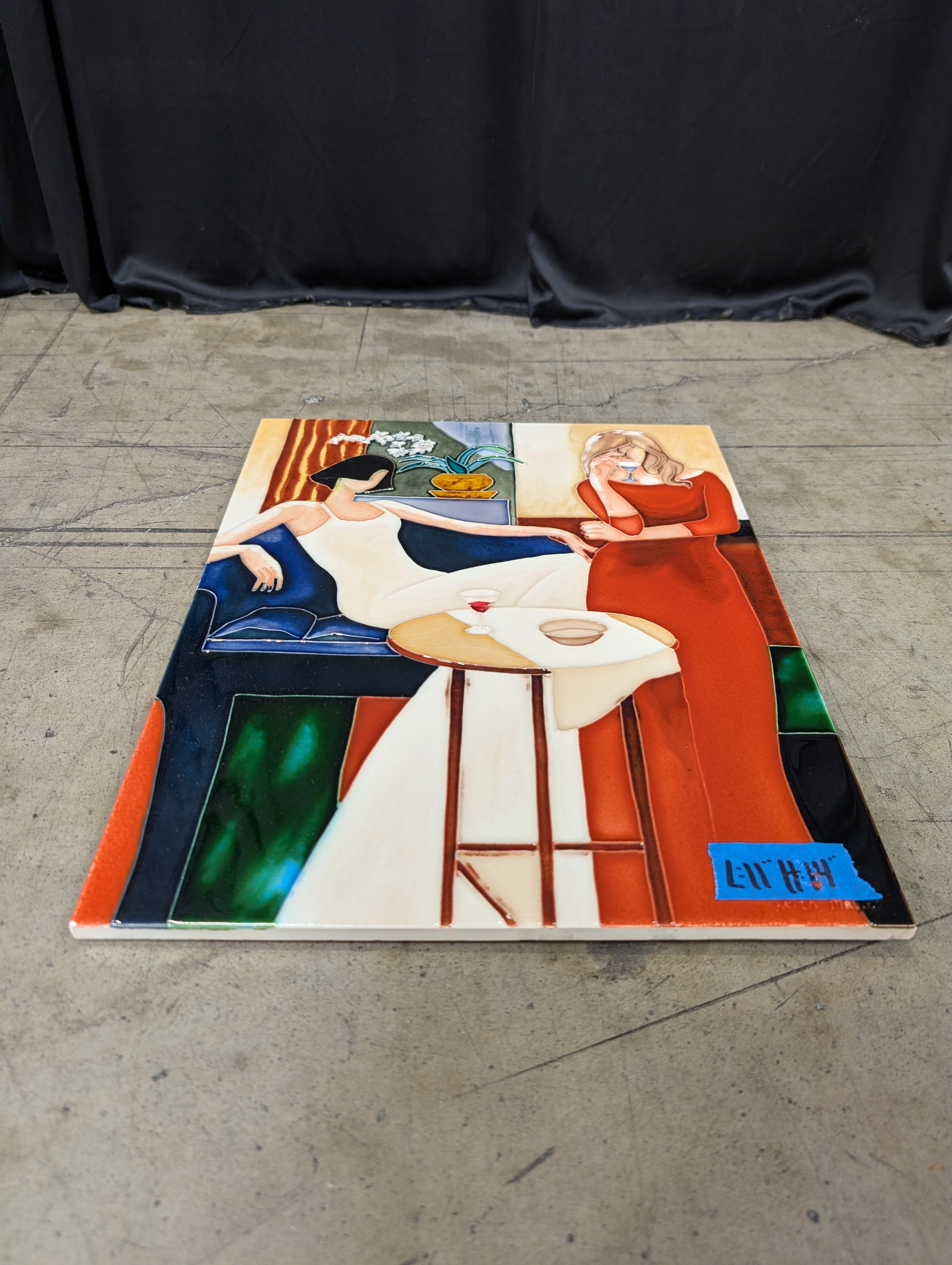 Figurative Art Deco Ceramic Art Tile