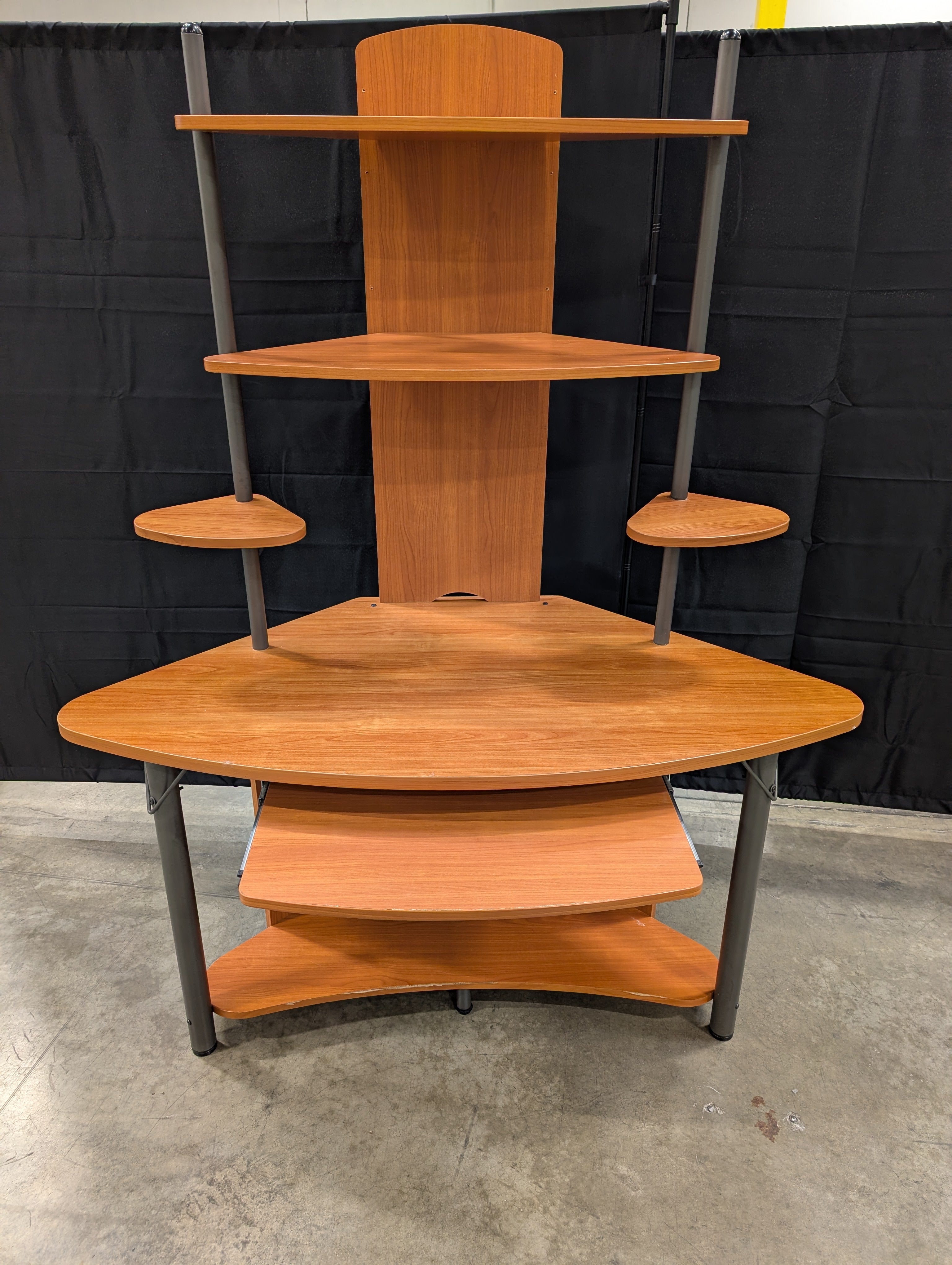 Contemporary Multi-Level Workstation with Integrated Shelving