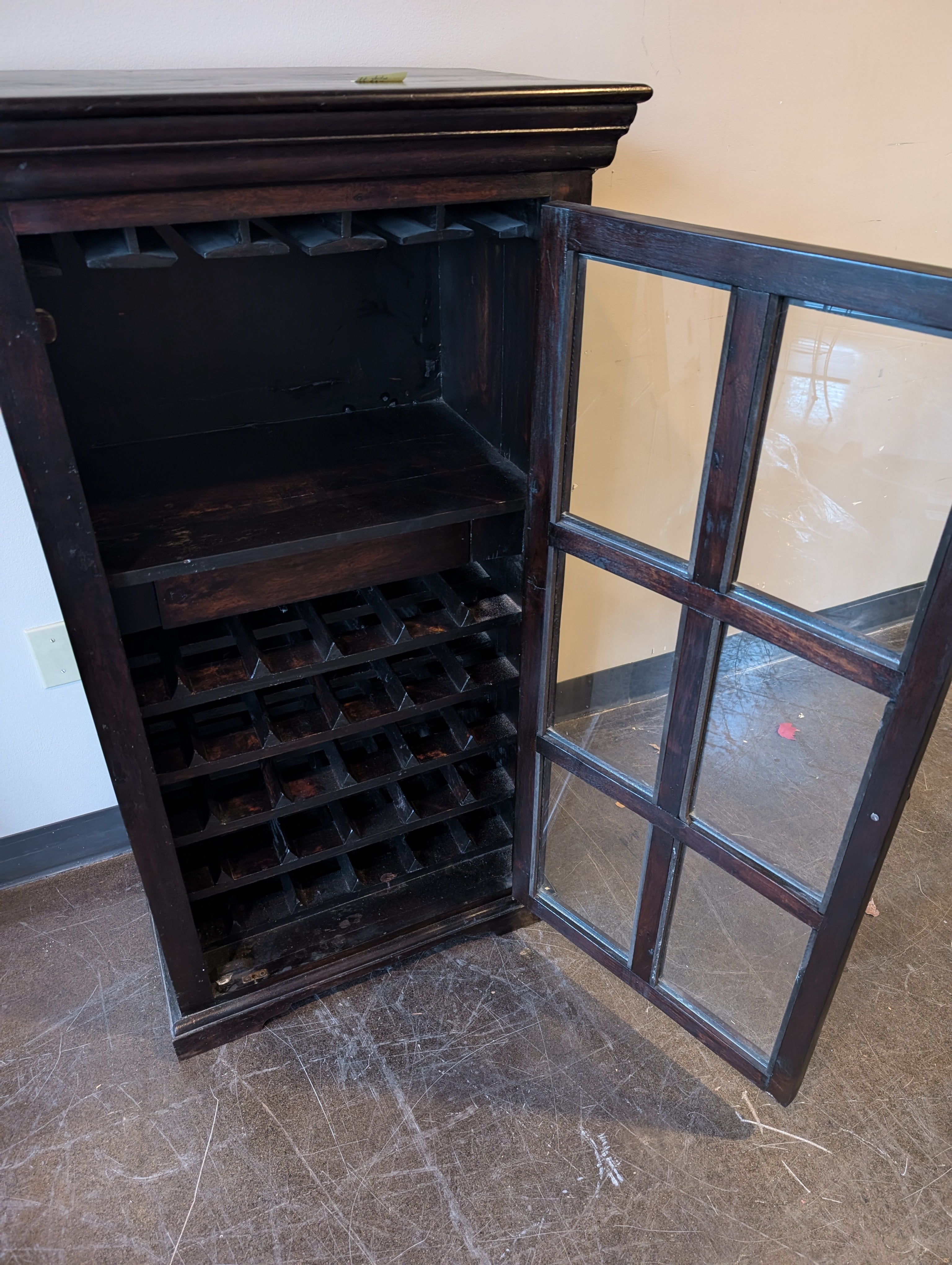 Dark Wood Display Cabinet with Glass Doors