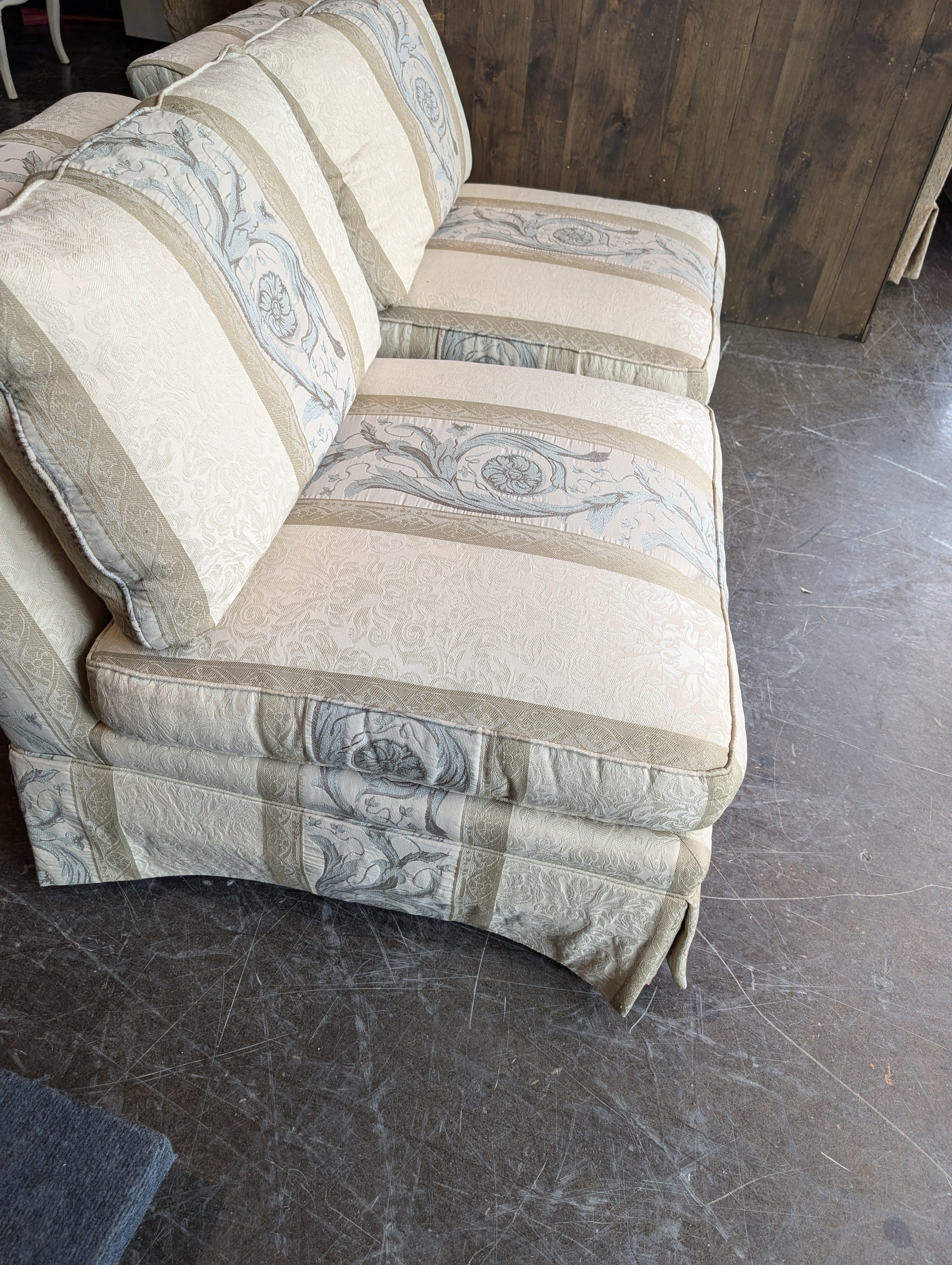 Pair of Upholstered Armless Accent Chair with Scroll Pattern