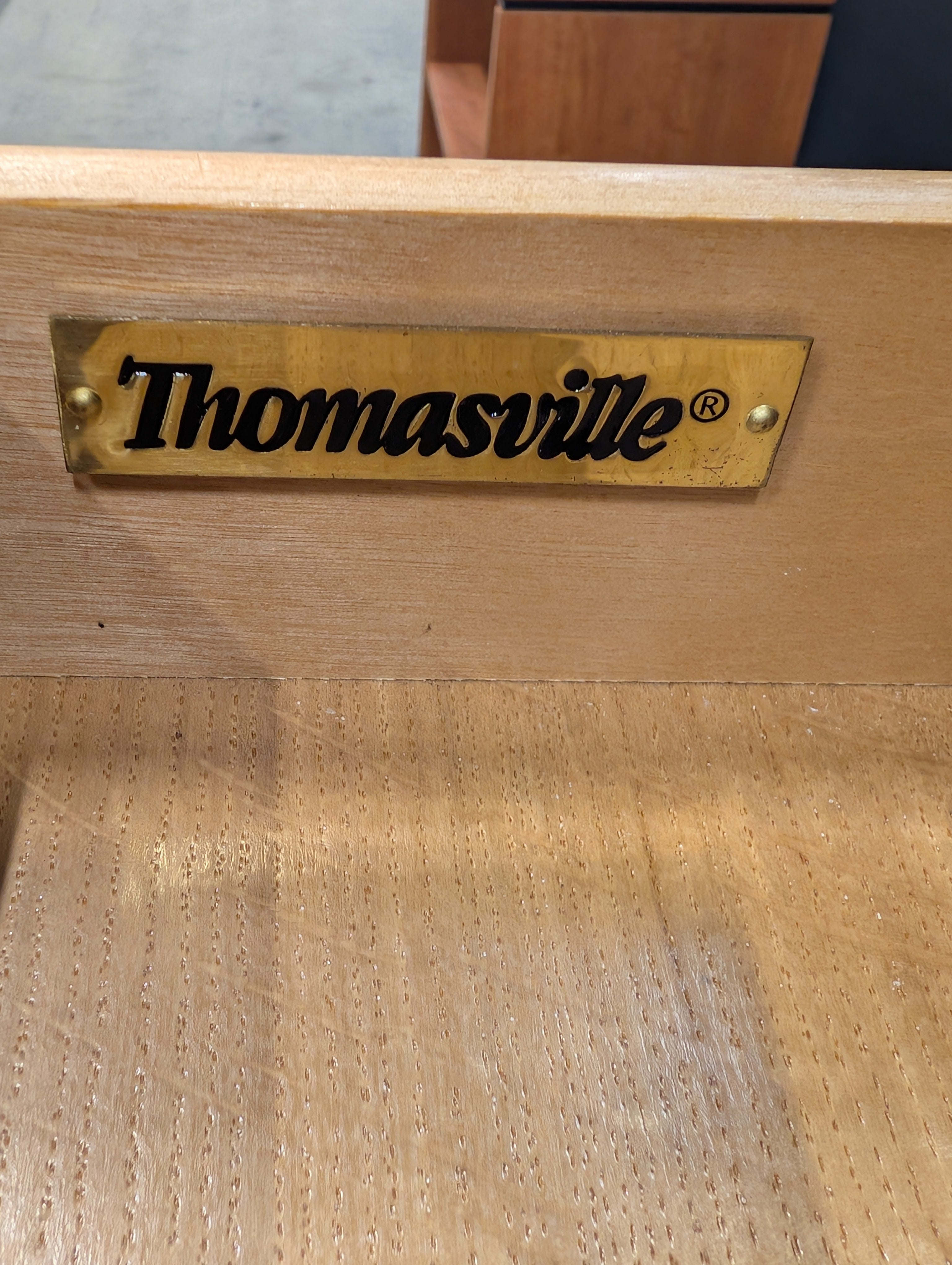 Thomasville Rustic Wood and Dark Metal Hutch Cabinet with Wine Rack