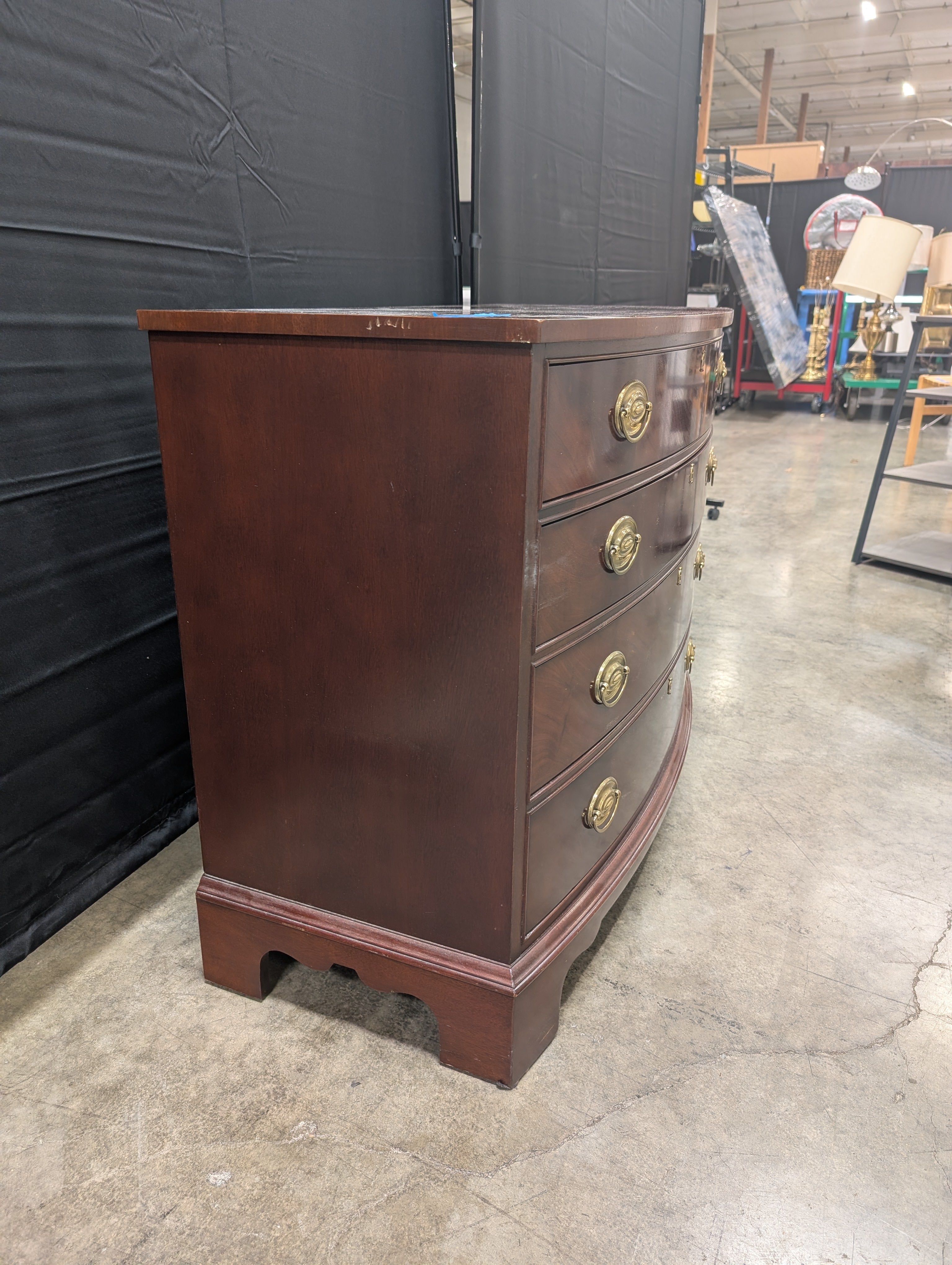 Traditional Ethan Allen Mahogany Four-Drawer Dresser with Brass Hardware