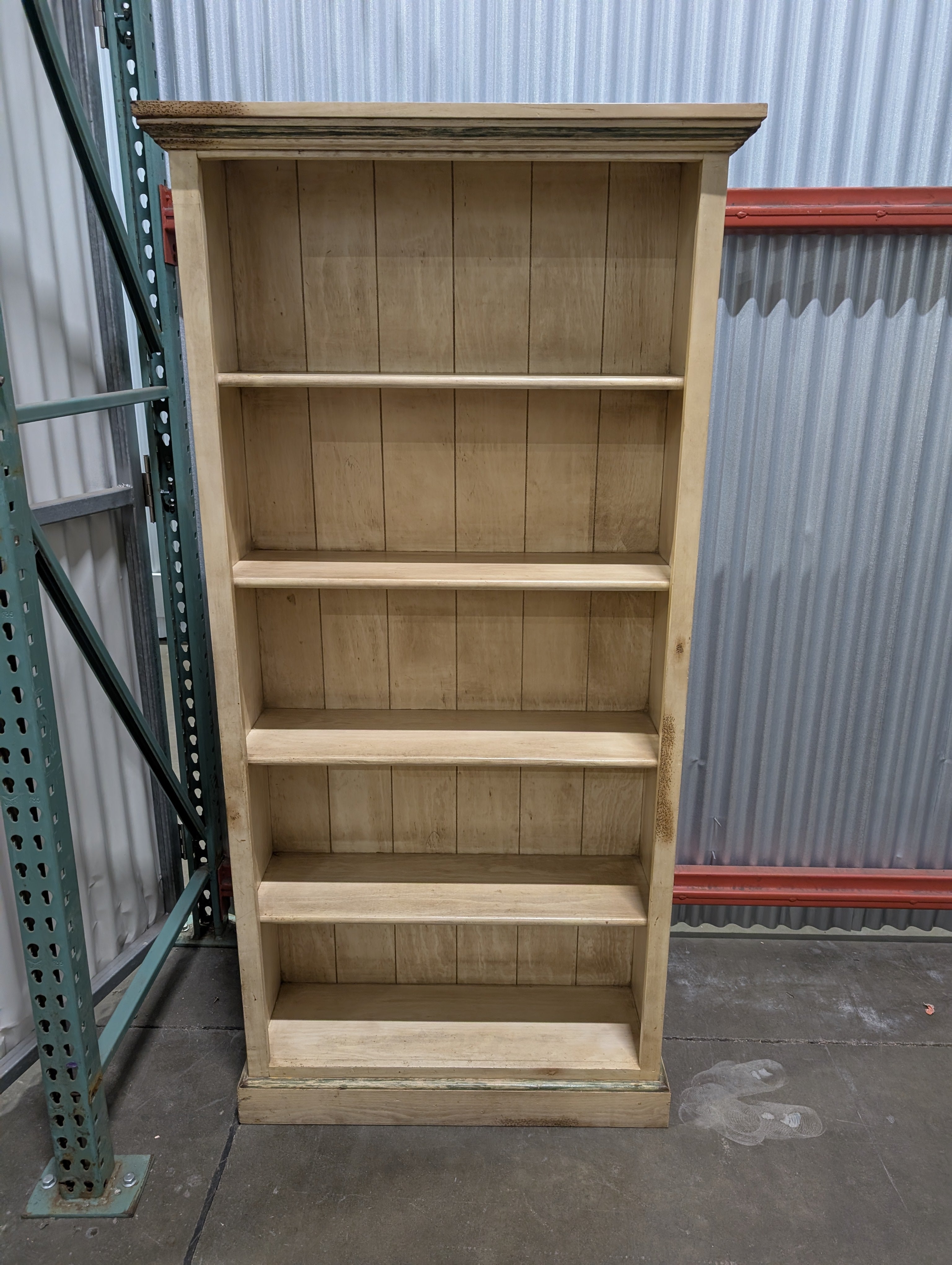 Distressed Finish Wooden Bookcase with Five Shelves