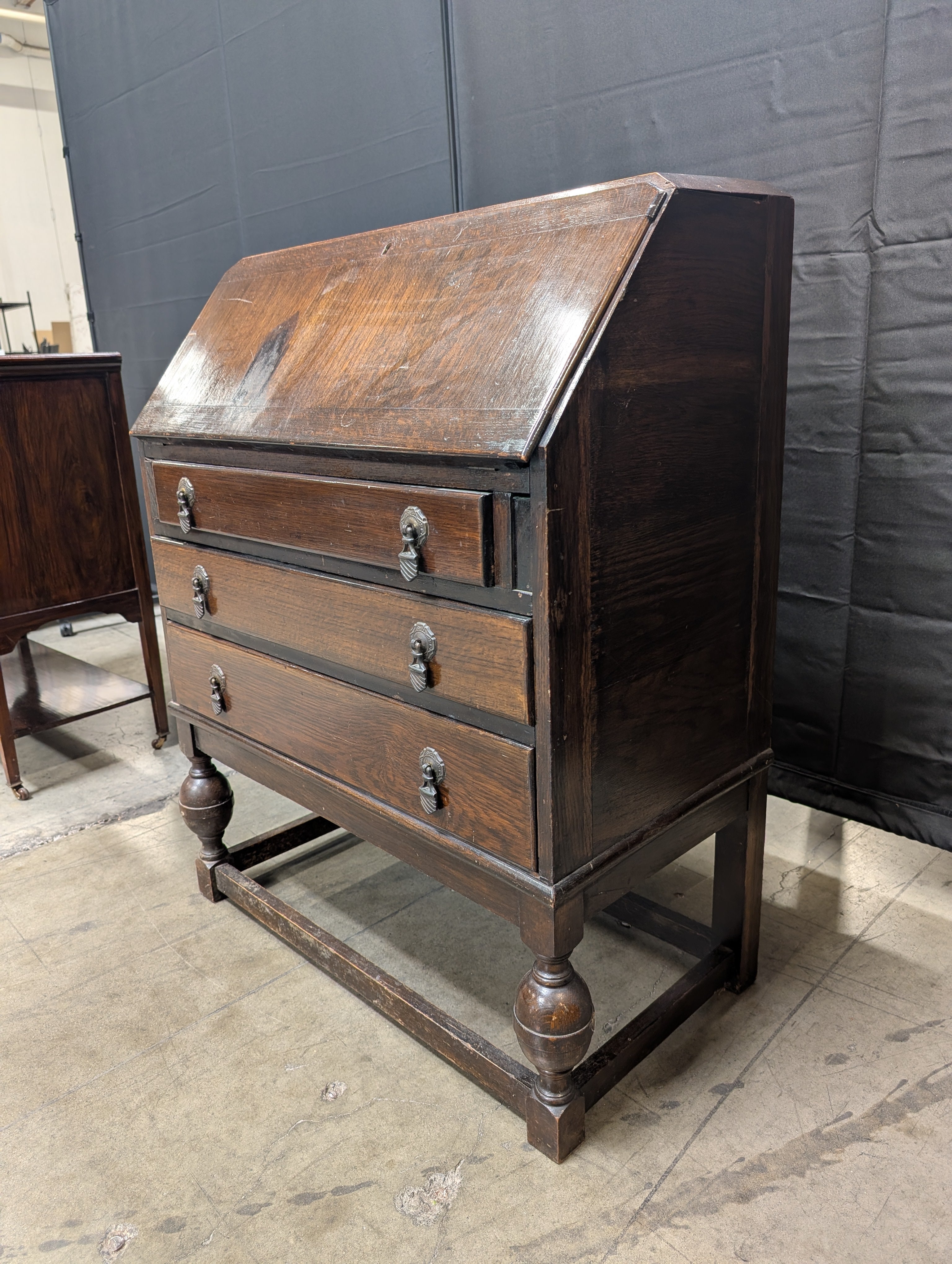 Traditional Style Hardwood Drop-Front Desk