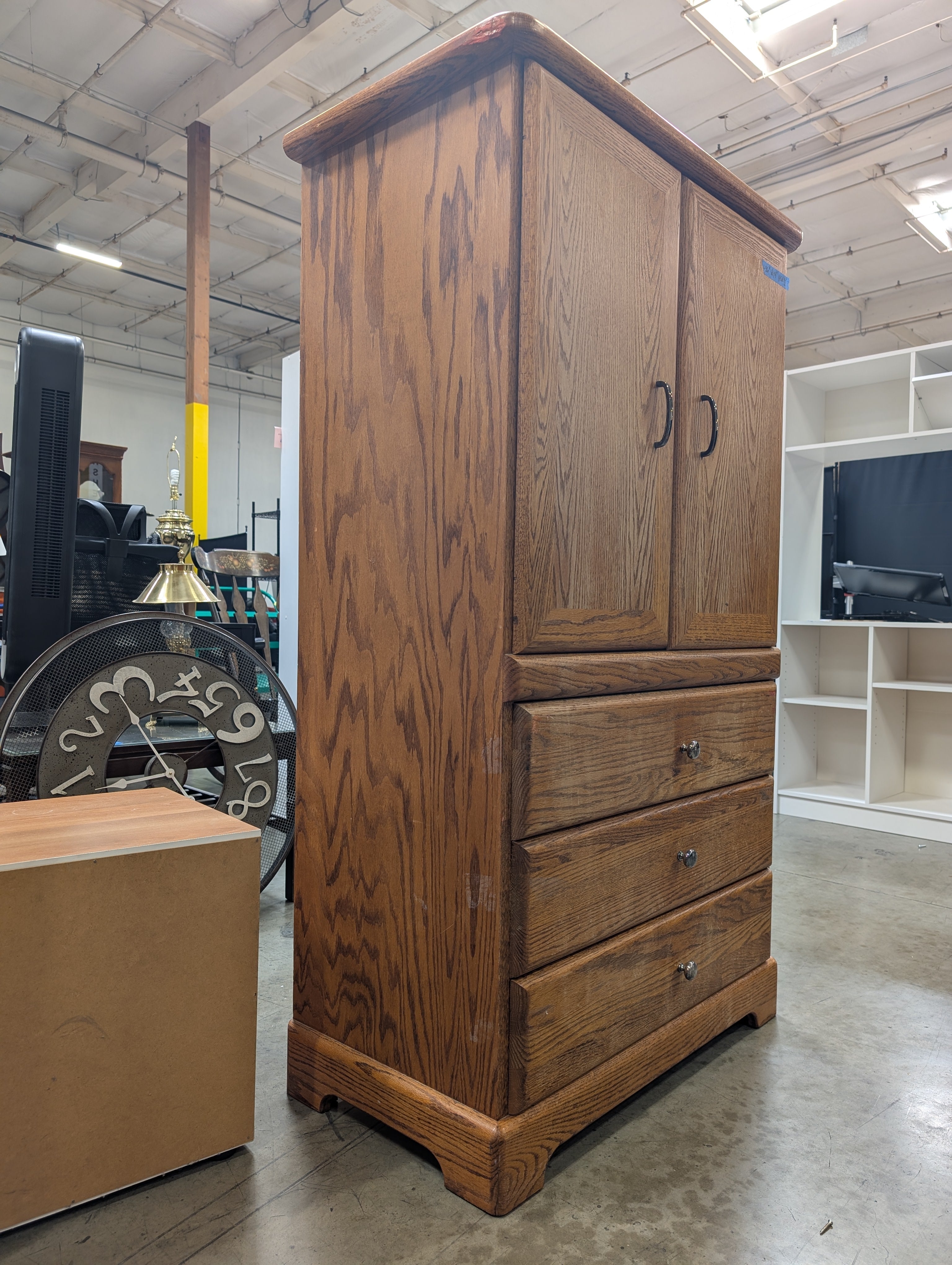 Traditional Oak Storage Cabinet with Drawers