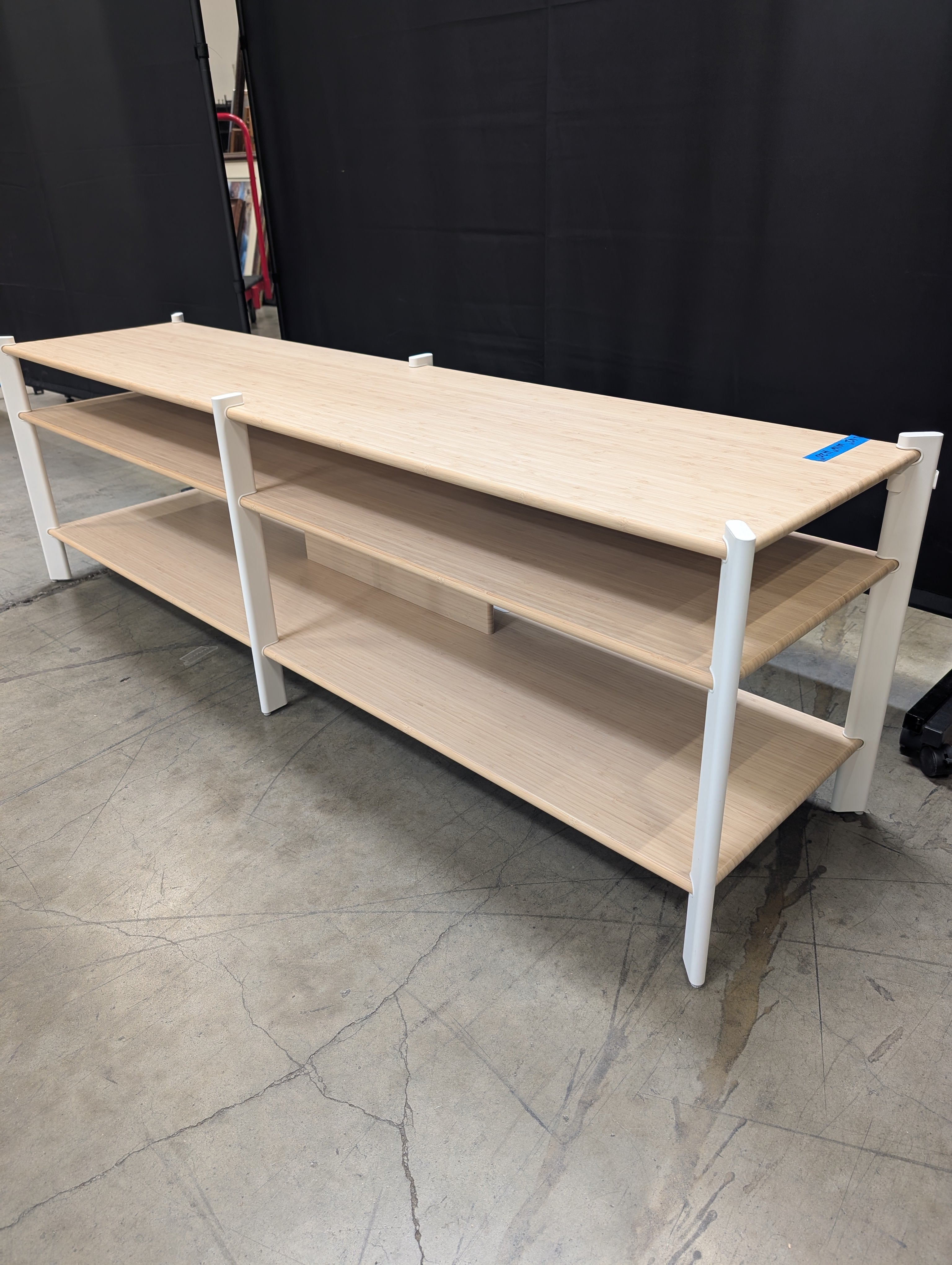 Modern Light Wood Look and White 3-Tier Media Console
