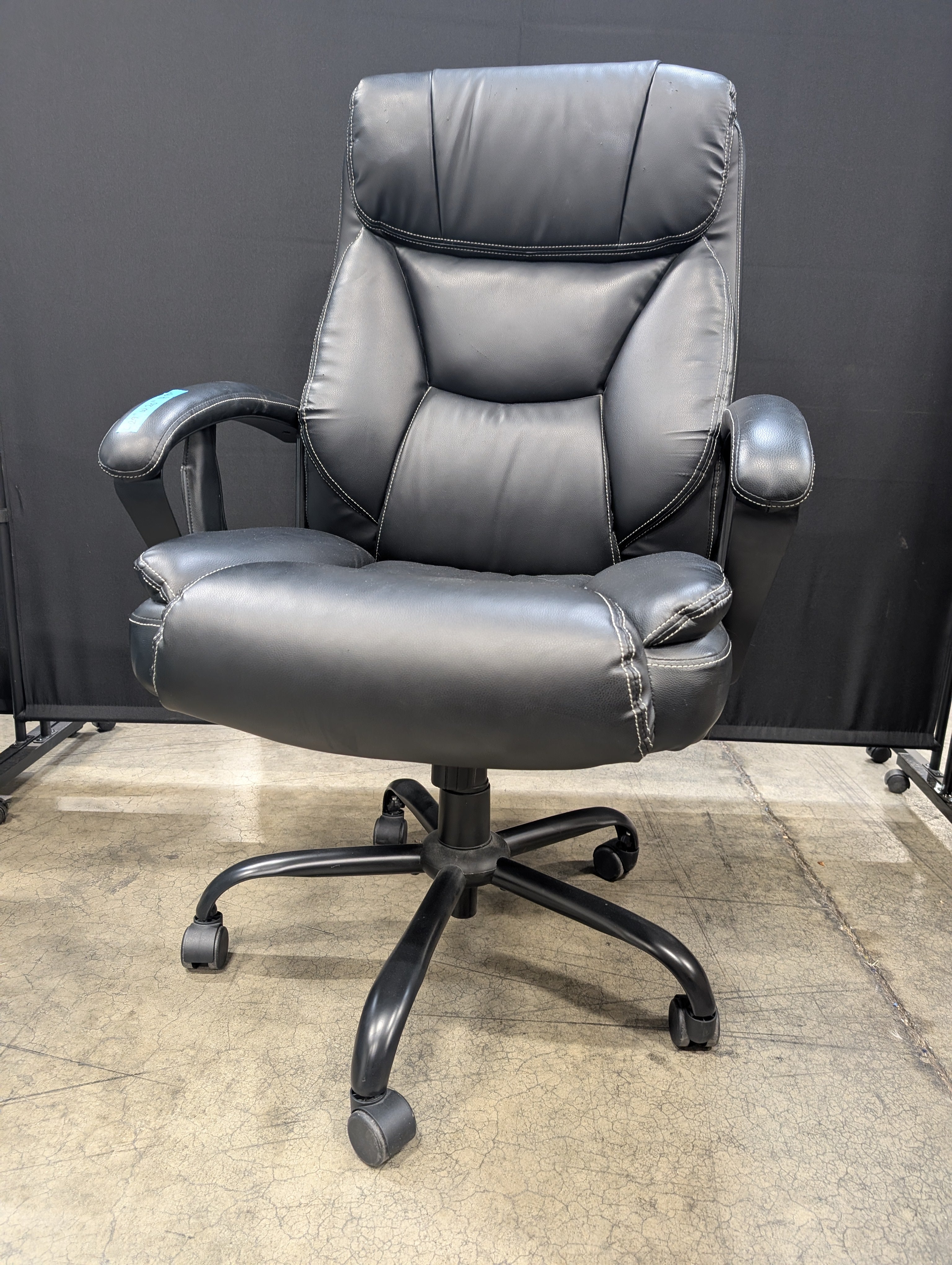 Black Padded Executive Style Office Chair with Rolling Base