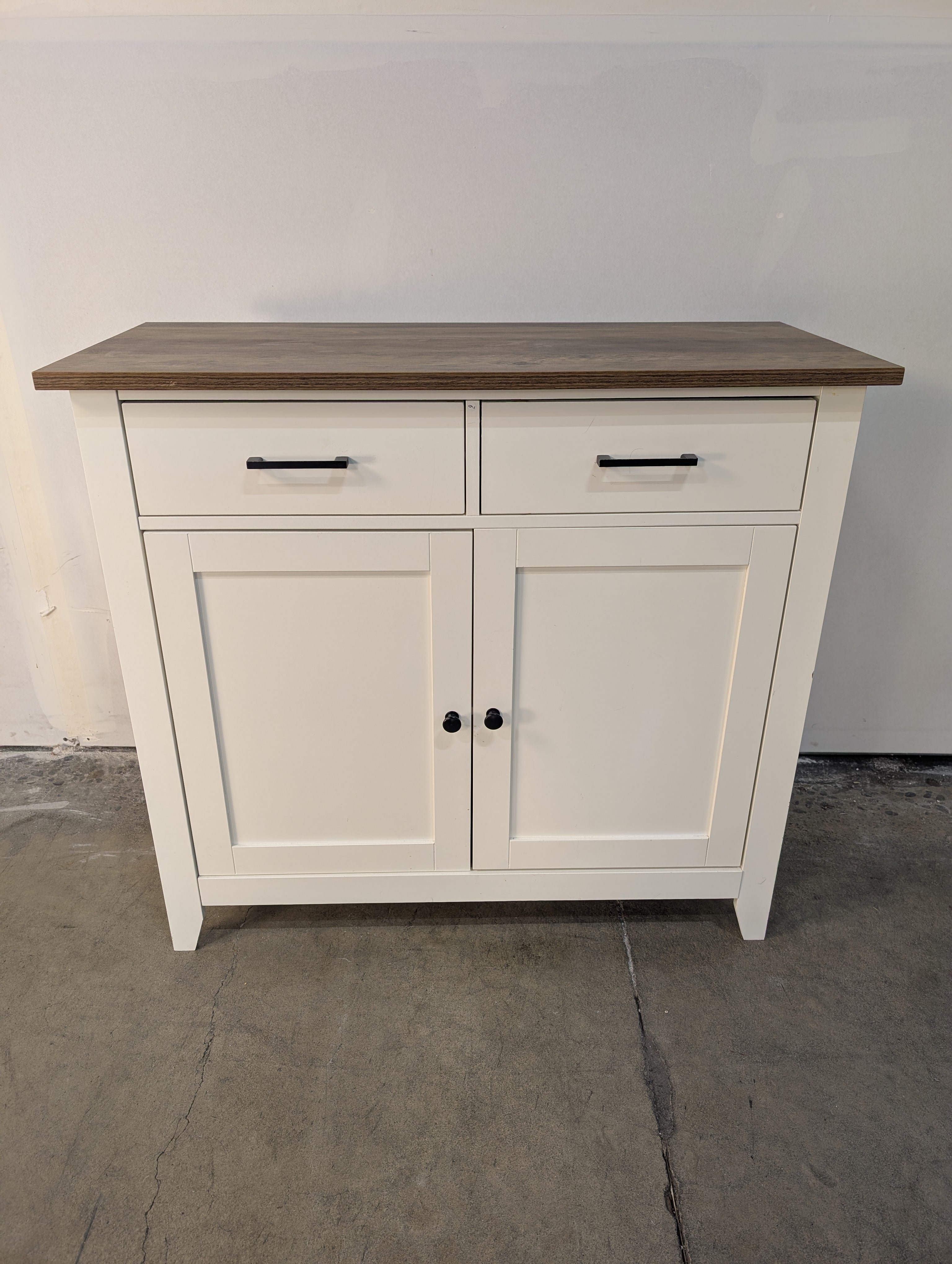 Rustic Wood Top Kitchen Island Storage Cabinet