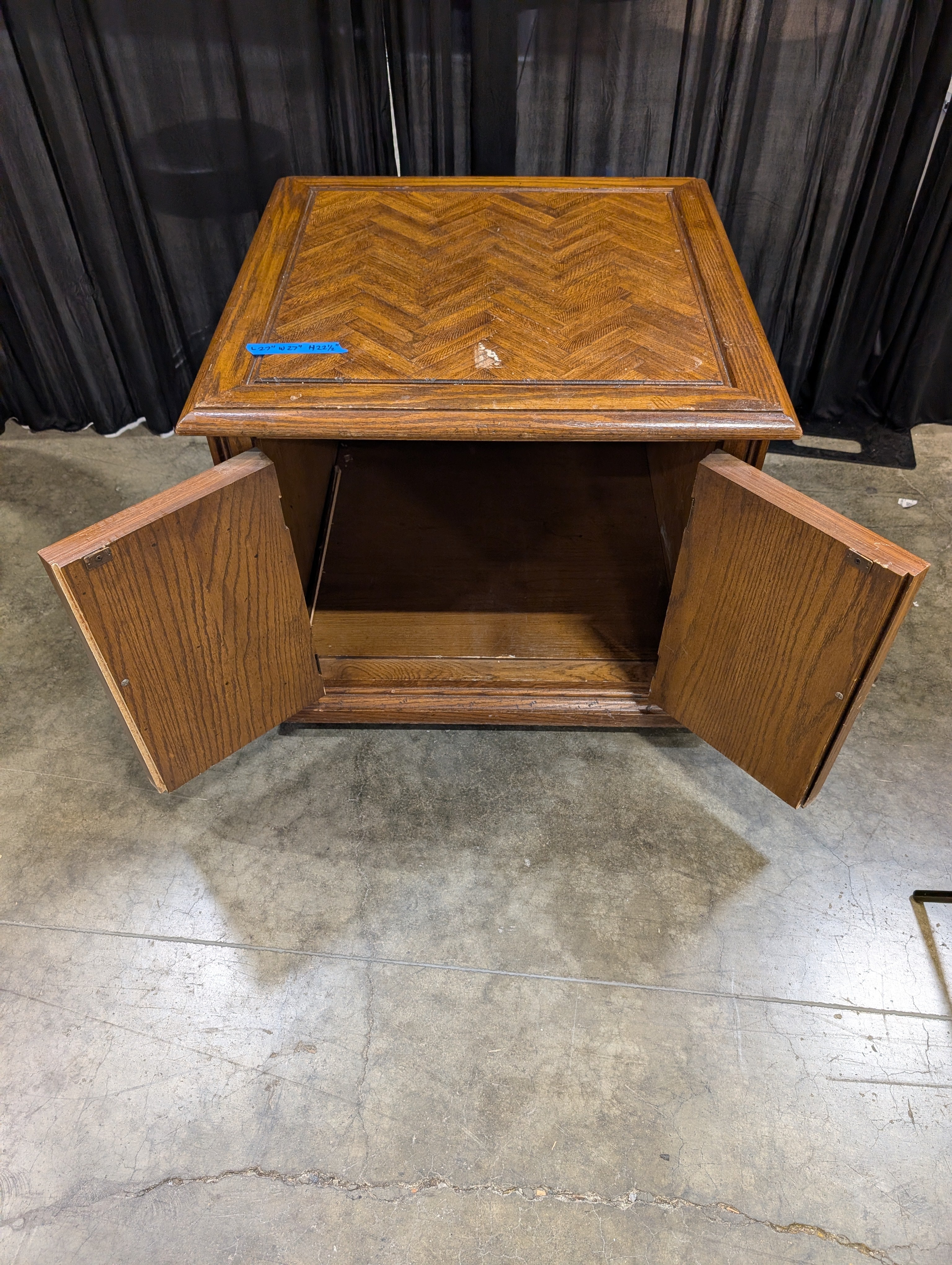 Brown Wood Herringbone Top End Table