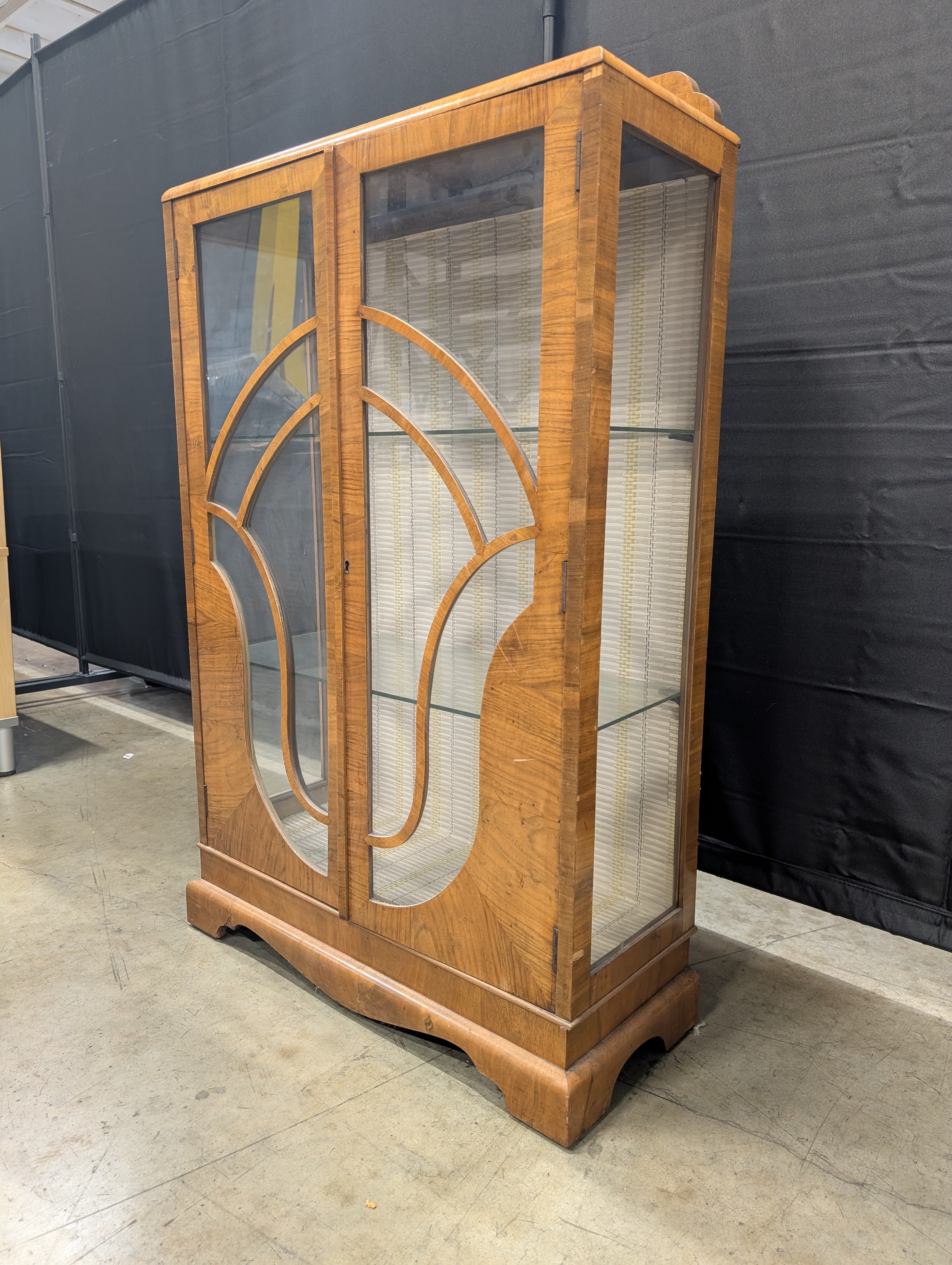 Vintage Art Deco Style Wood and Glass Display Cabinet