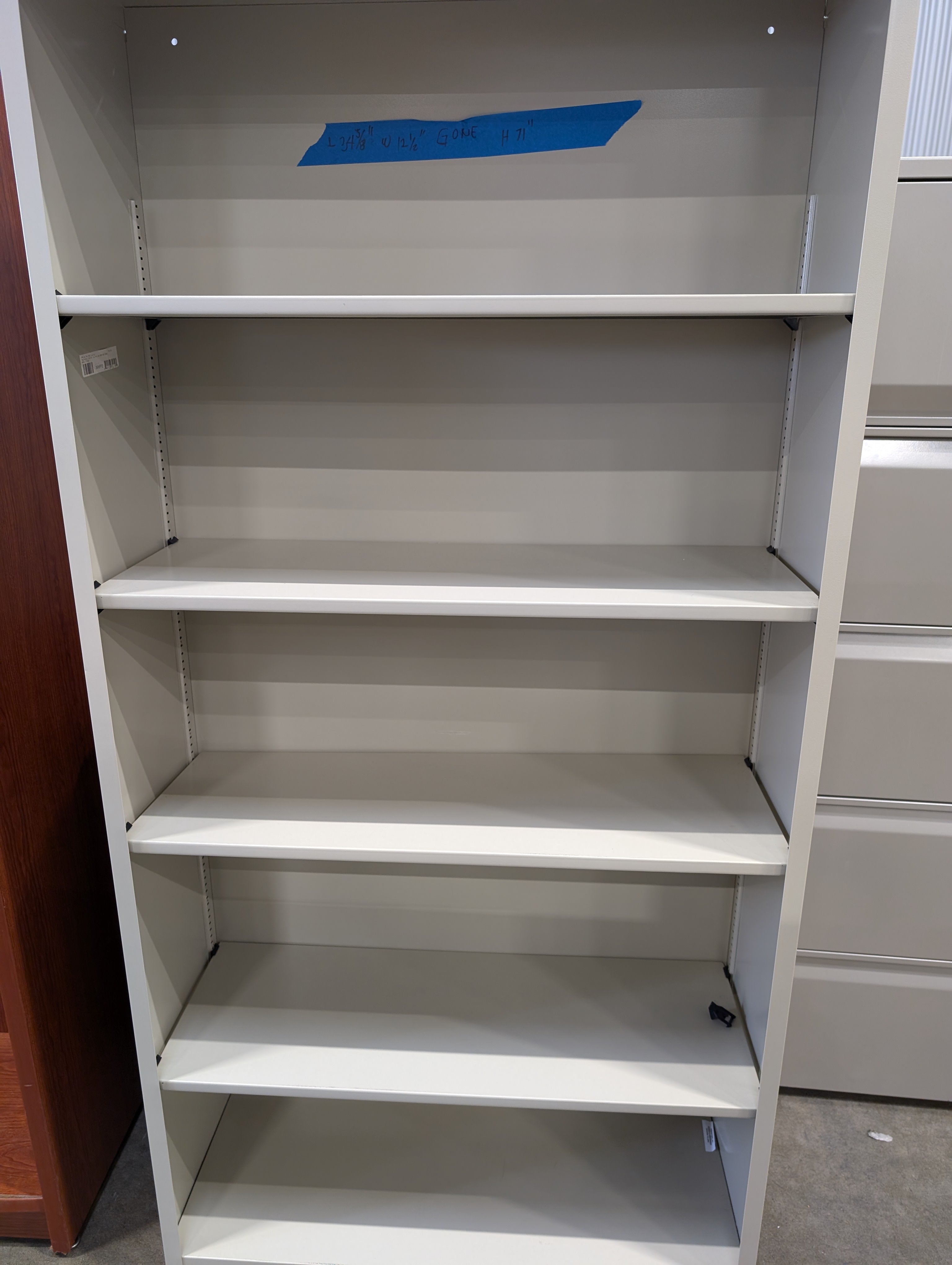 Warehouse sale-- Versatile Beige Metal Storage Bookcase with Adjustable Shelves