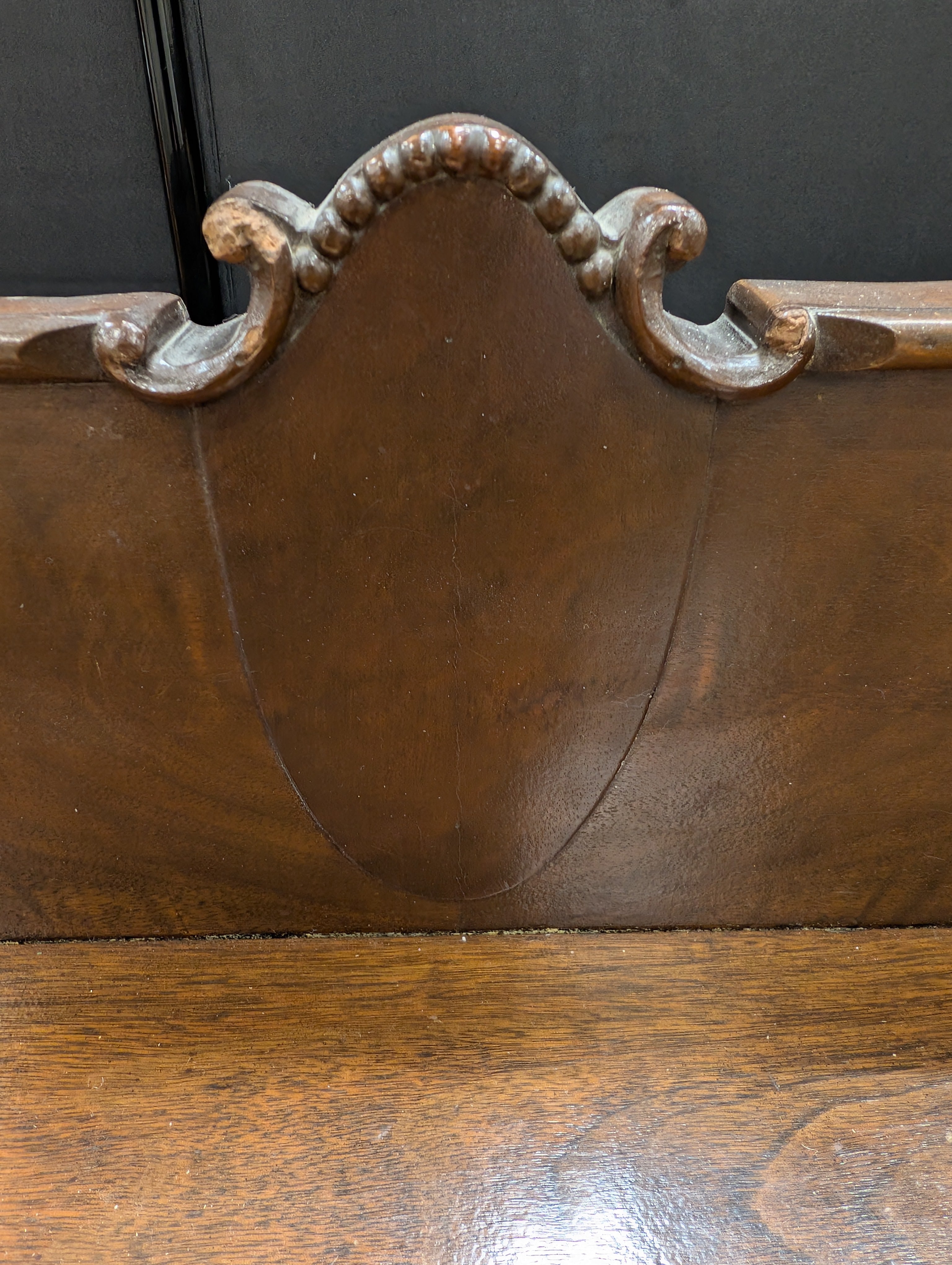 Vintage Dark Wood Sideboard with Curved Front and Cabriole Legs
