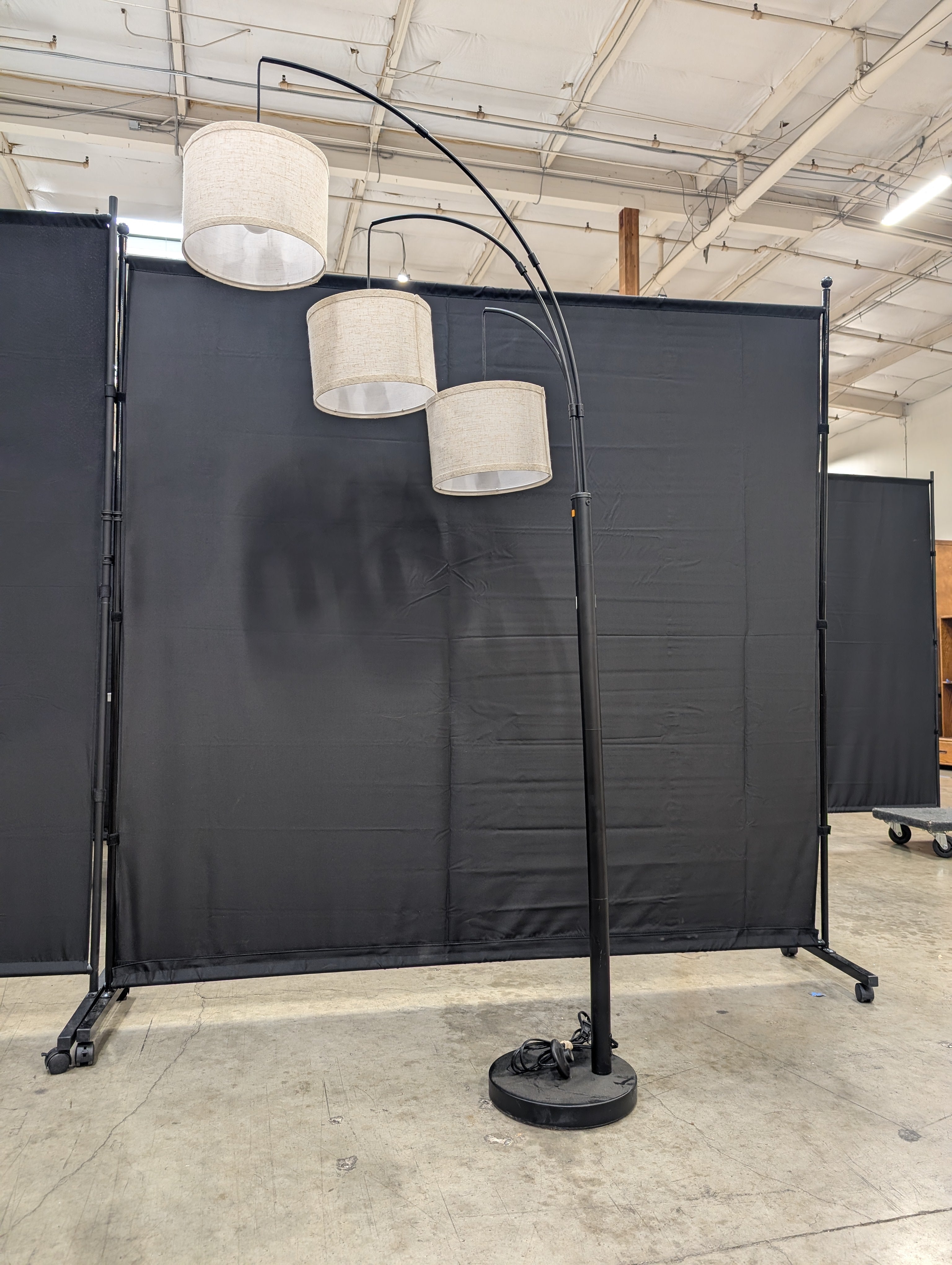 JALECTRIC Modern Arched Triple Head Floor Lamp with Fabric Shades
